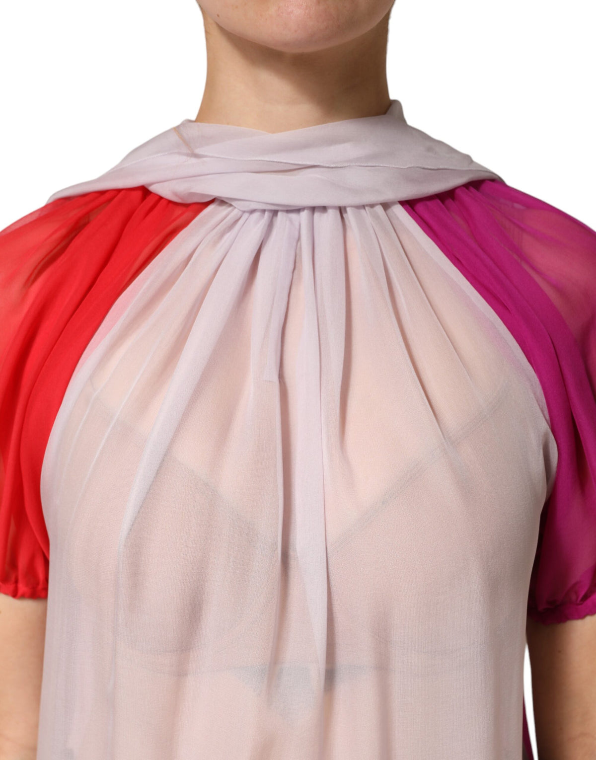Dolce & Gabbana Multicolor Short Sleeves Silk Blouse Women's Top
