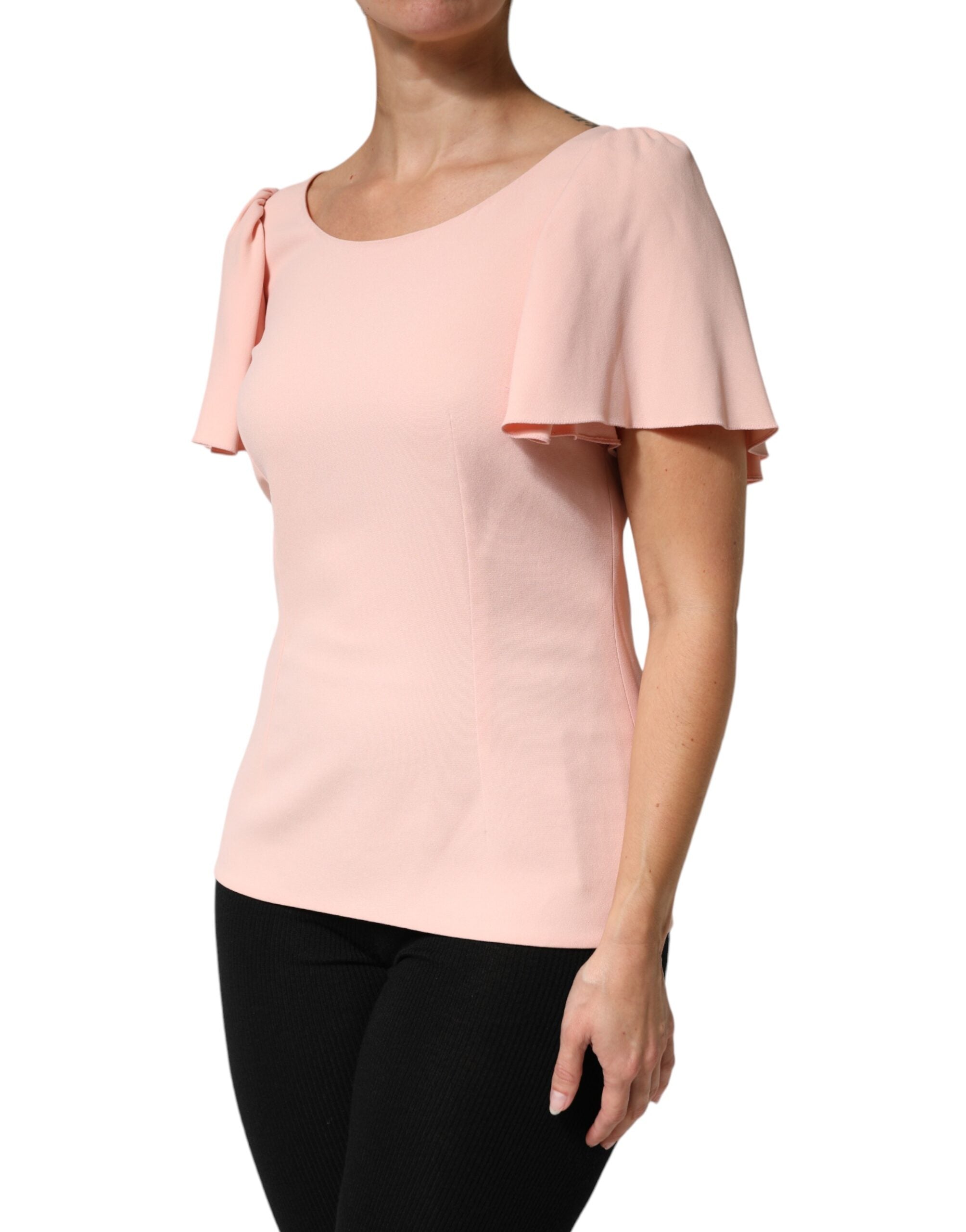 Dolce & Gabbana Pink Short Sleeves Round Neck Blouse Women's Top