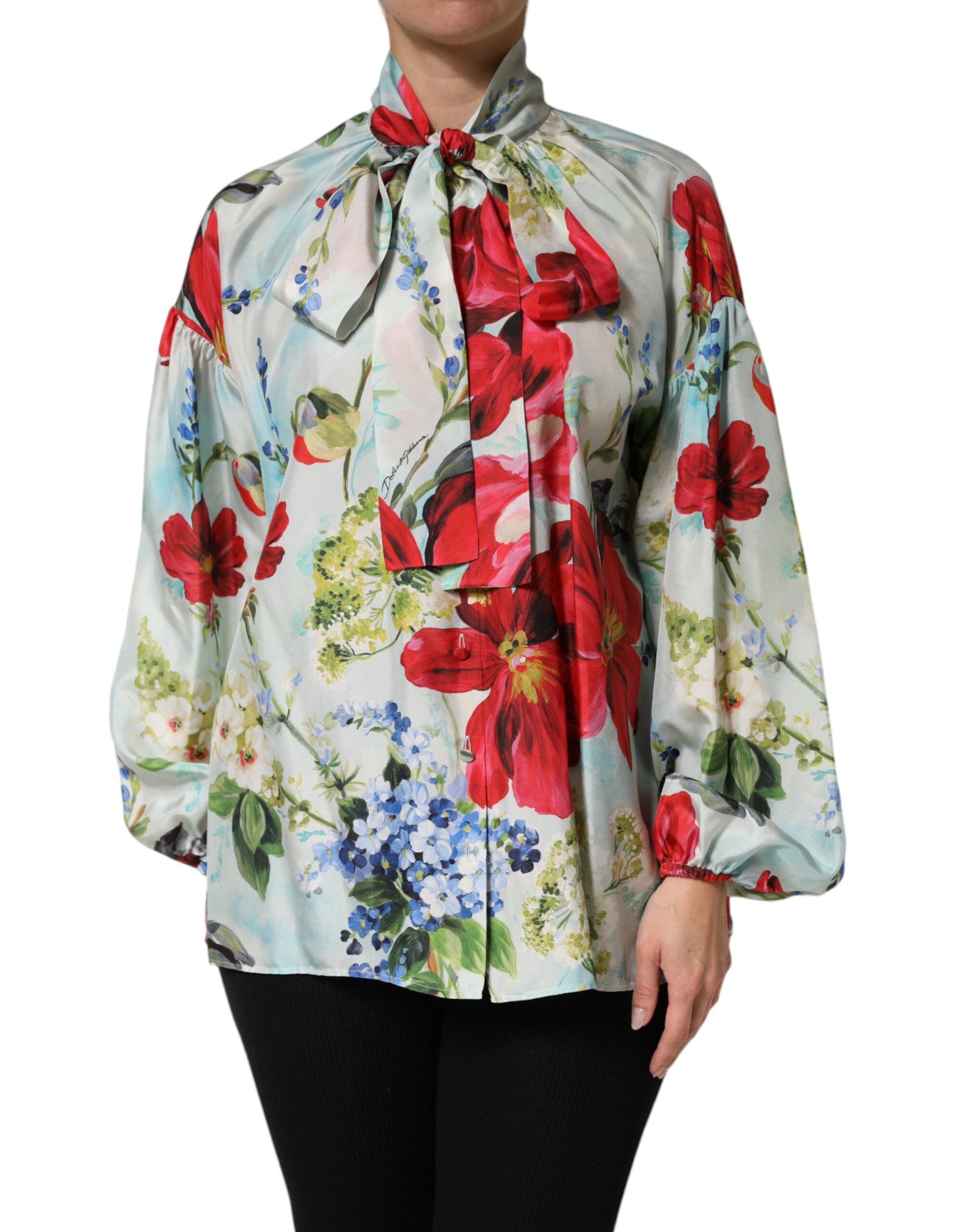 Dolce & Gabbana Multicolor Floral Long Sleeves Blouse Women's Top