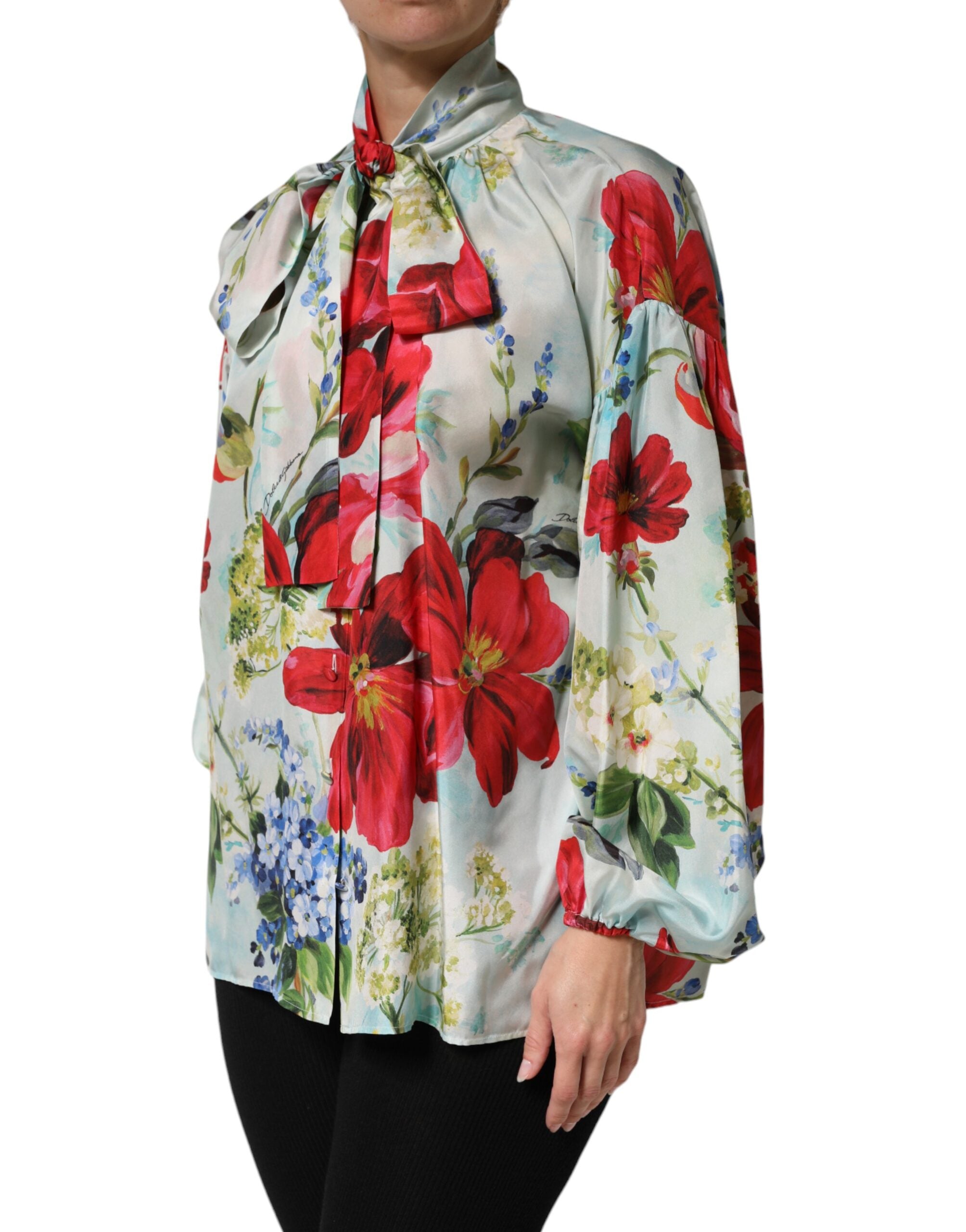 Dolce & Gabbana Multicolor Floral Long Sleeves Blouse Women's Top