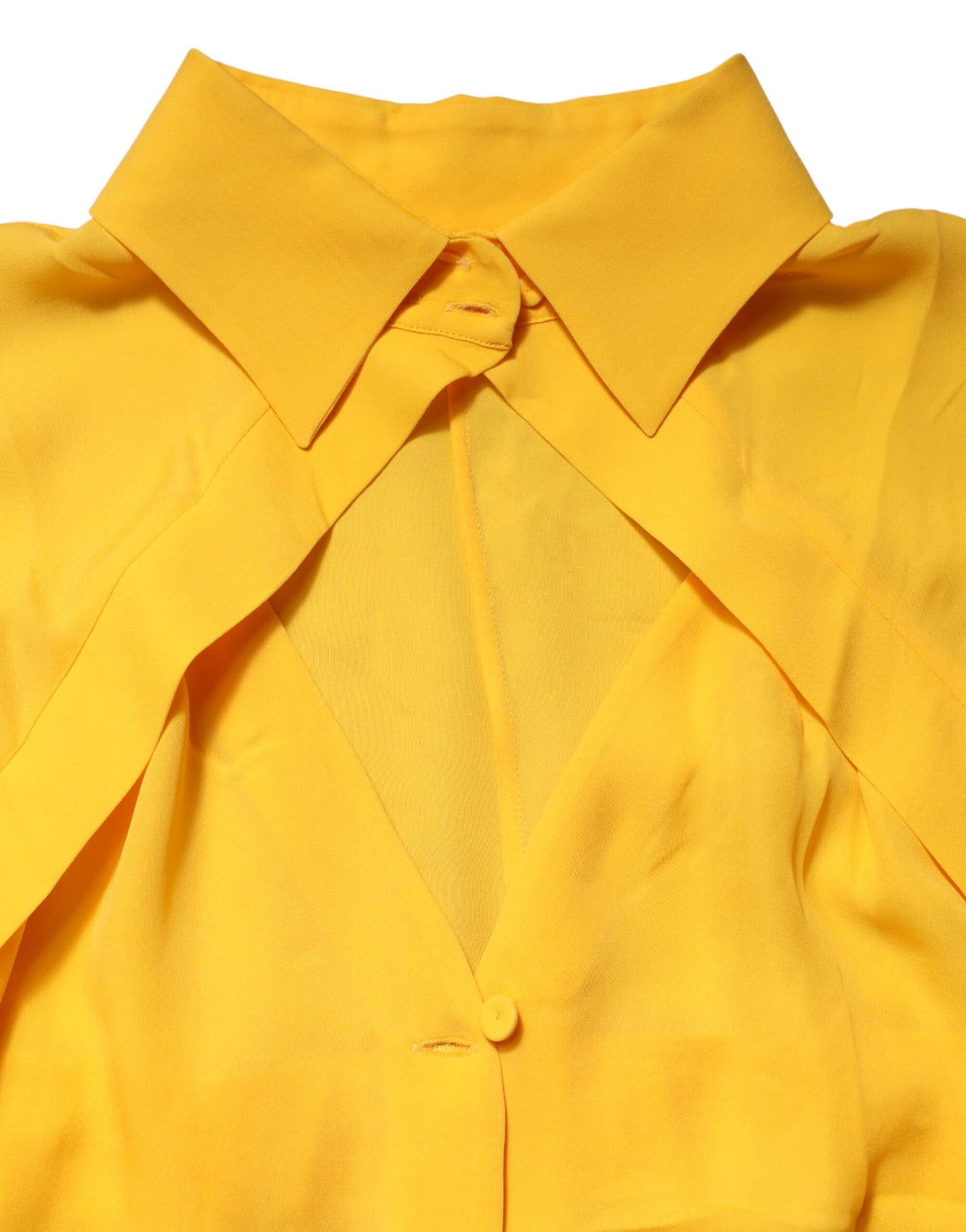 Moschino Couture Yellow Silk Collared Long Sleeves Women's Top