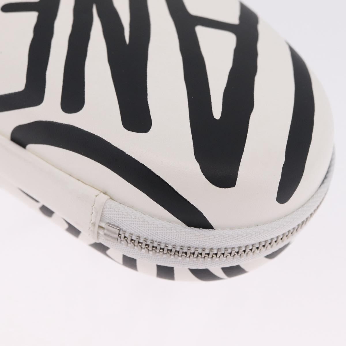 Chanel Coco Neige Zip Around Sunglasses Case With Chain Printed Leather White Leather Sunglasse Accessory (Pre-Owned)