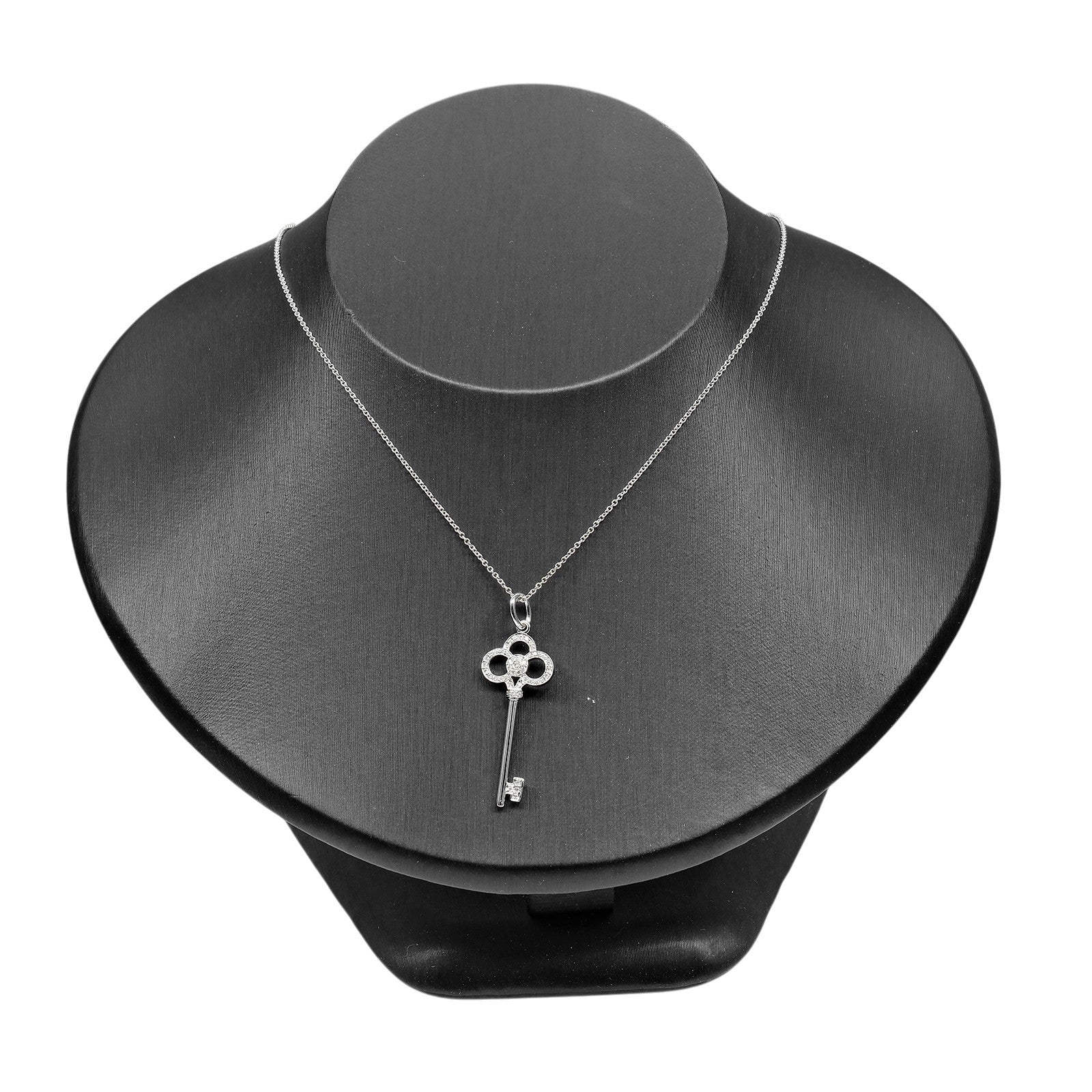Tiffany & Co. Crown Key Pendant 18K White Gold With Diamonds Silver White_Gold Necklace Jewelry (Pre-Owned)