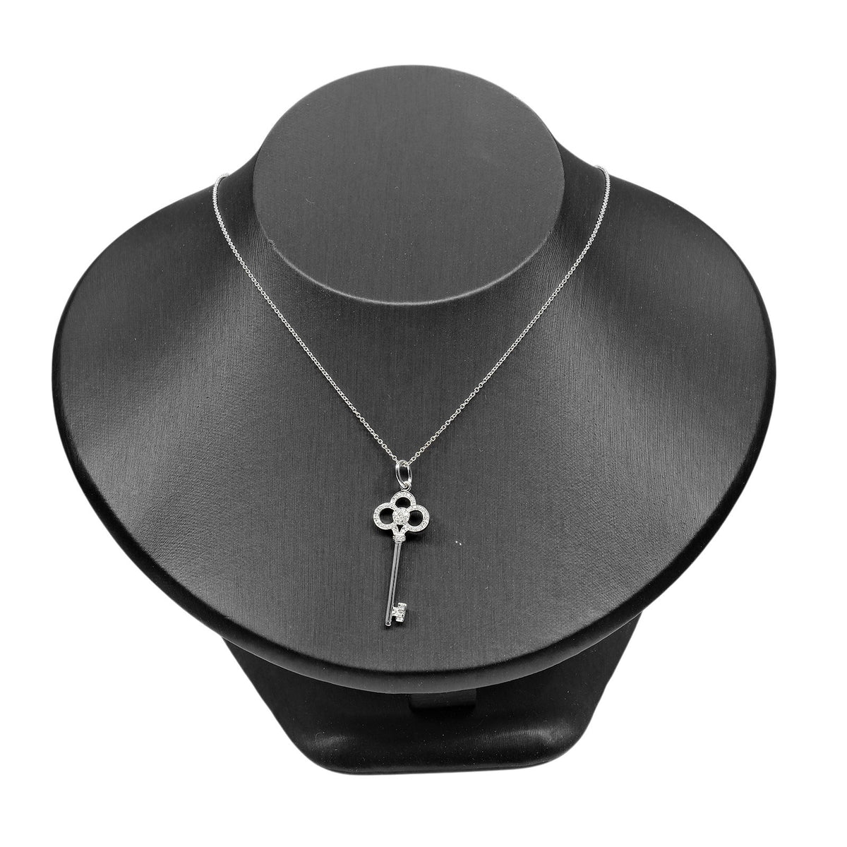Tiffany & Co. Crown Key Pendant 18K White Gold With Diamonds Silver White_Gold Necklace Jewelry (Pre-Owned)