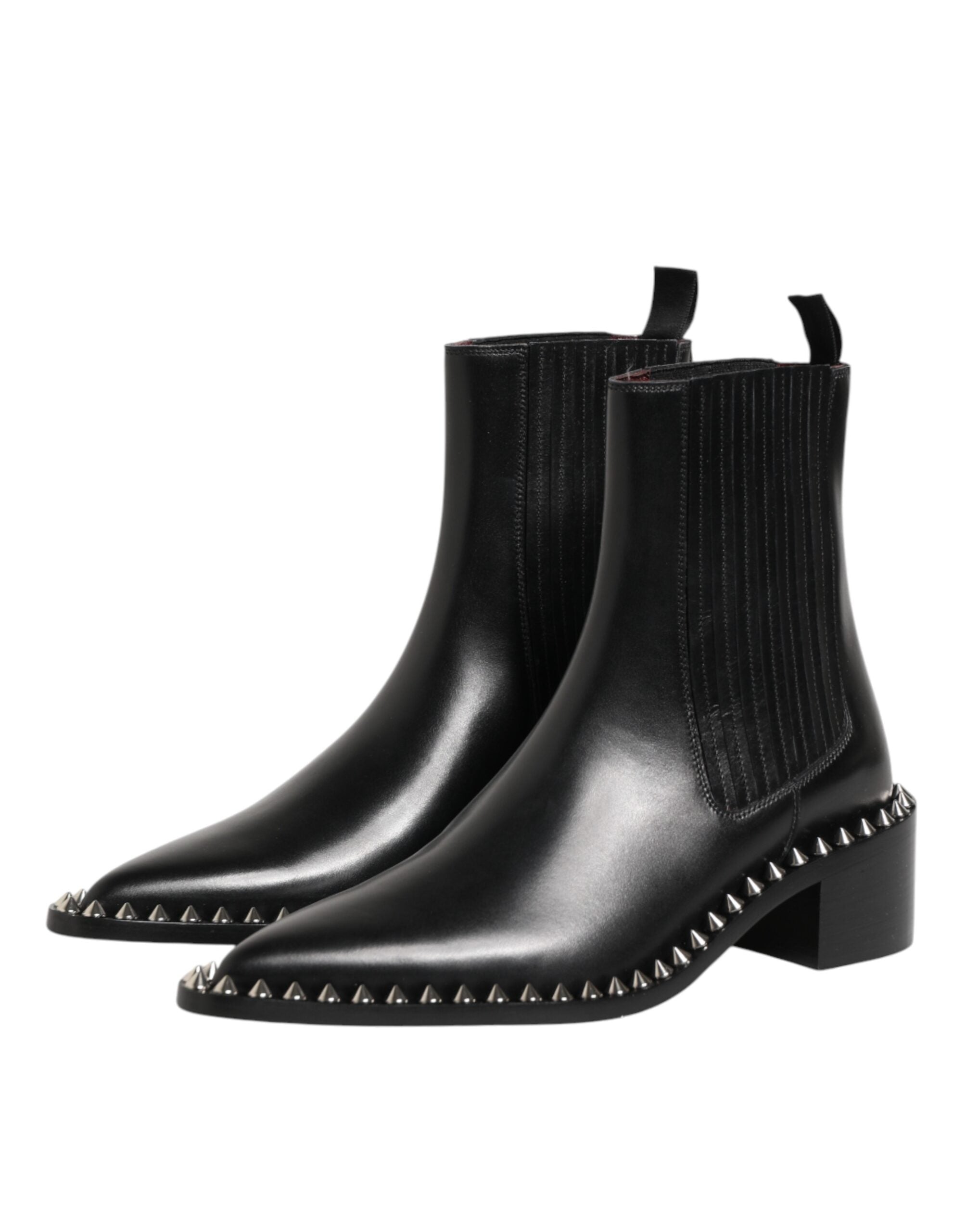 Dolce & Gabbana Black Studded Chelsea Short Ankle Boots Men's Shoes