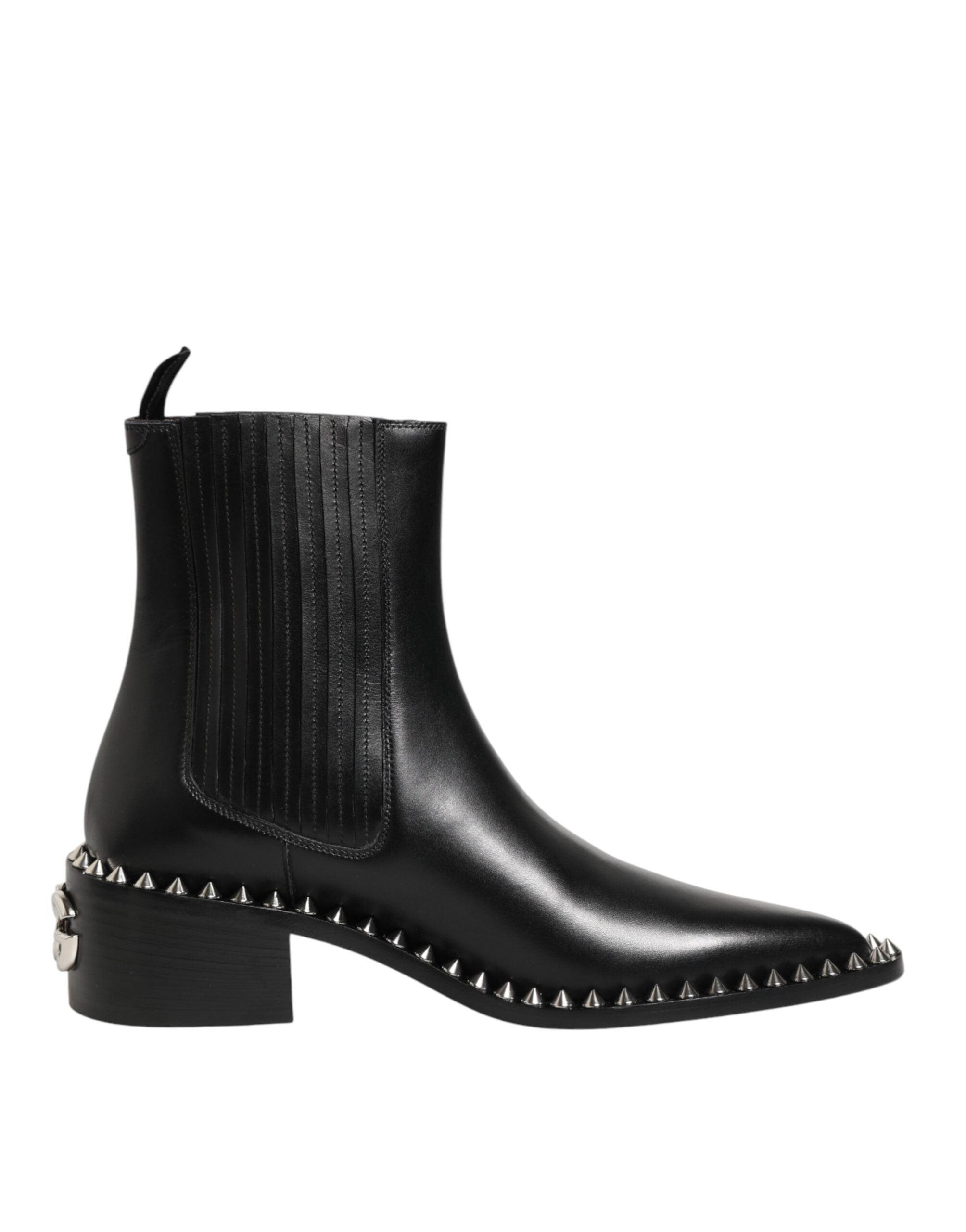 Dolce & Gabbana Black Studded Chelsea Short Ankle Boots Men's Shoes