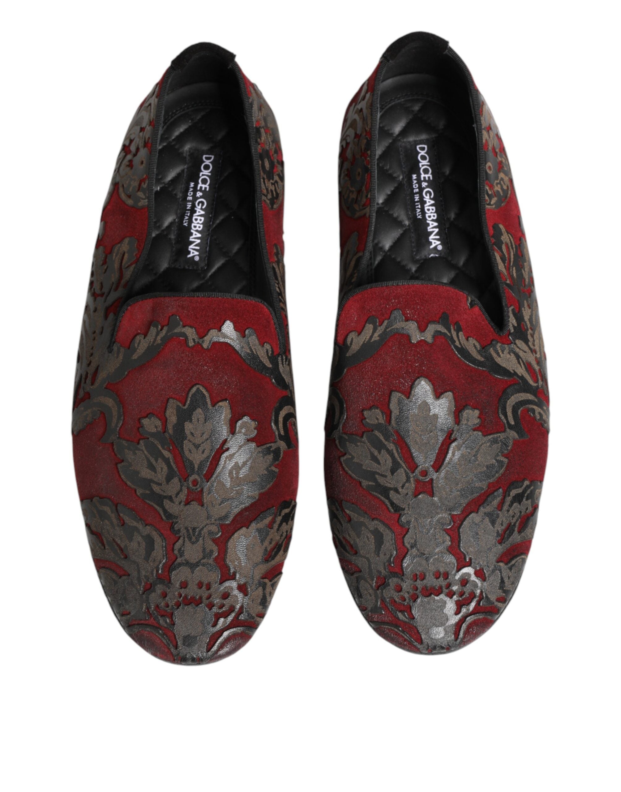 Dolce & Gabbana Bordeaux Jacquard Leather Slip On Loafer Men's Shoes