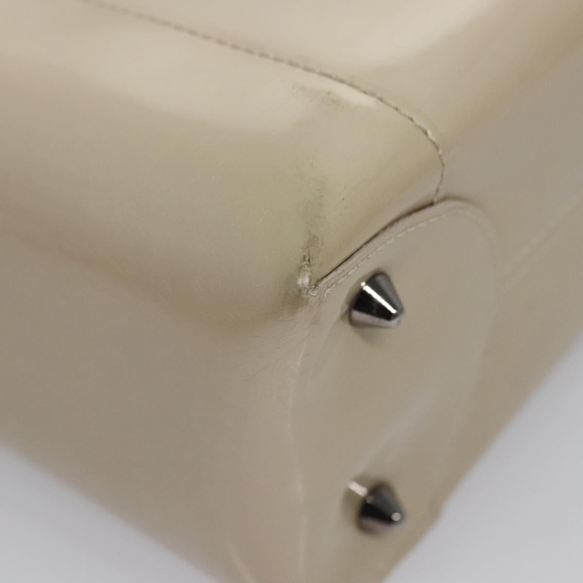 Christian Dior Pearl Lady Dior Patent Leather Beige Patent_Leather Handbag (Pre-Owned)