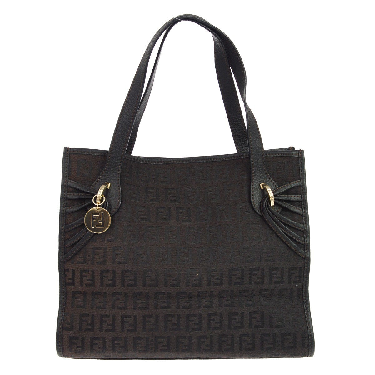 Fendi Vintage Zucchino Canvas Black Canvas Tote Bag Bag (Pre-Owned)