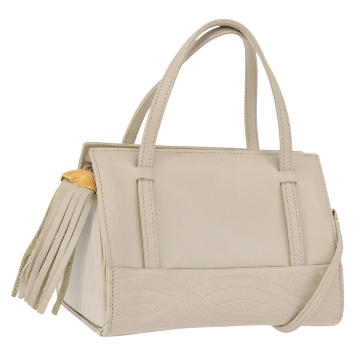Fendi Vintage Handbag Leather Beige Leather Handbag (Pre-Owned)