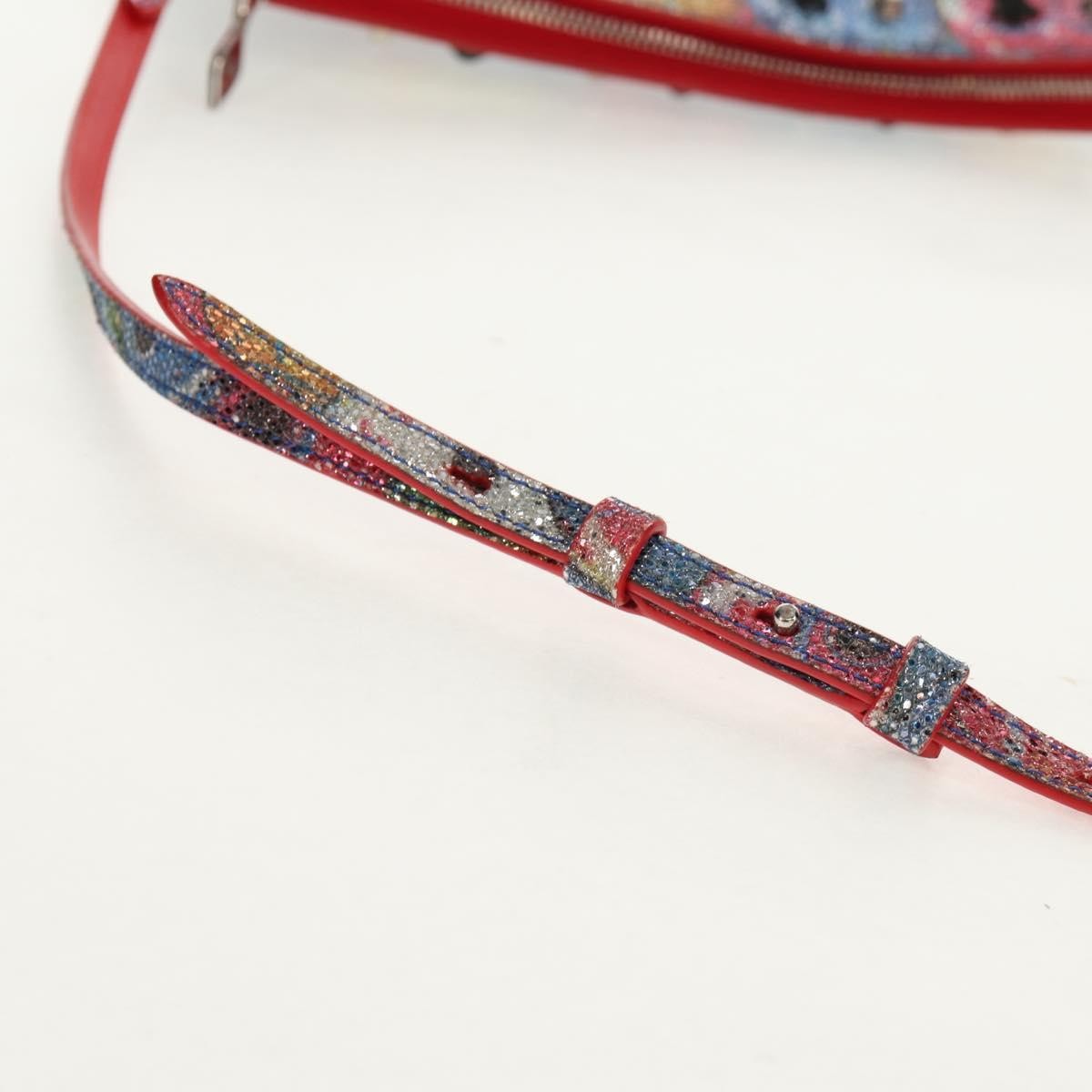 Christian Louboutin Loubiclutch Spiked Printed Leather Red Canvas Shoulder Bag Bag (Pre-Owned)