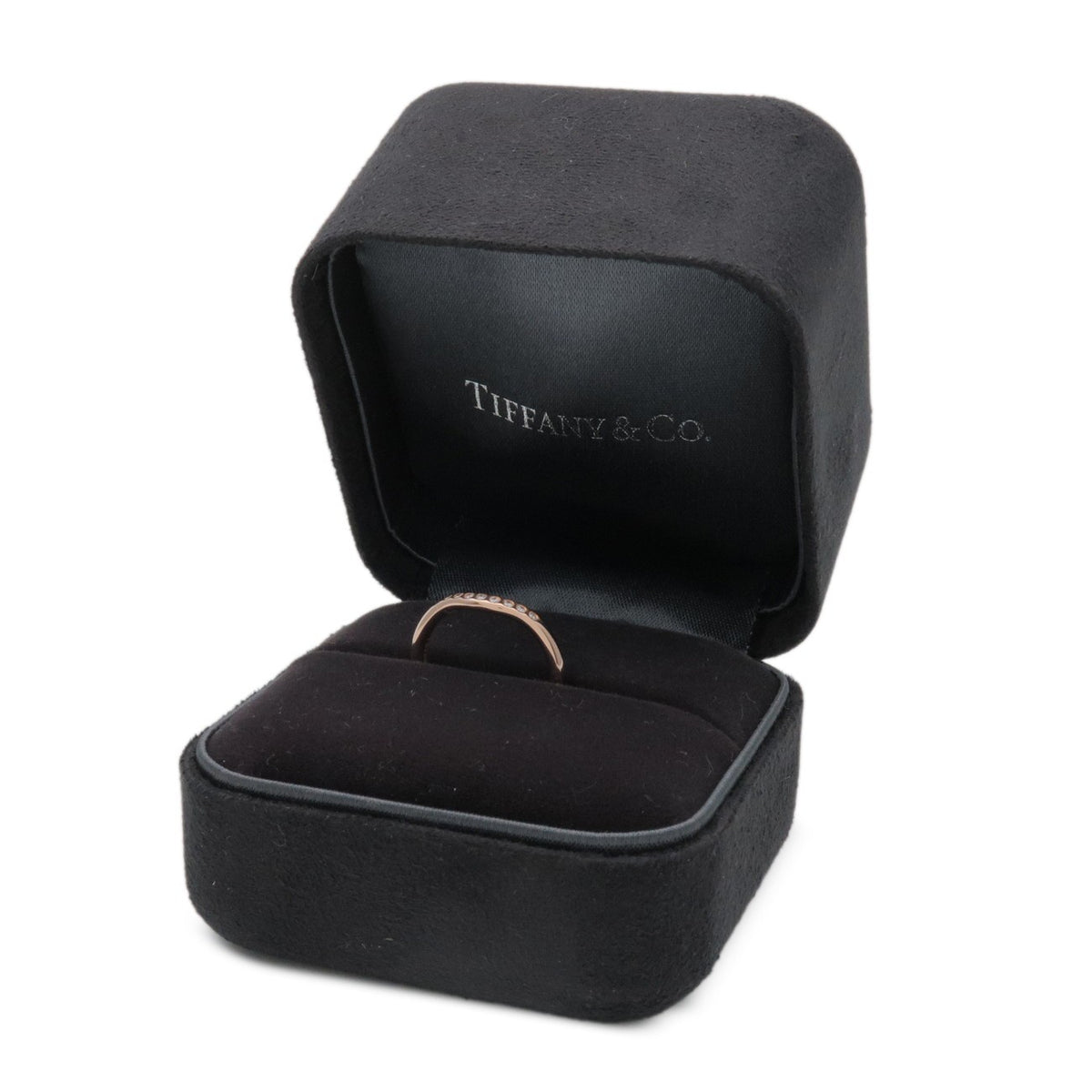 Tiffany & Co. Elsa Peretti Curved Wedding Band 18K Yellow Gold With Diamond Gold Rose_Gold Ring Jewelry (Pre-Owned)