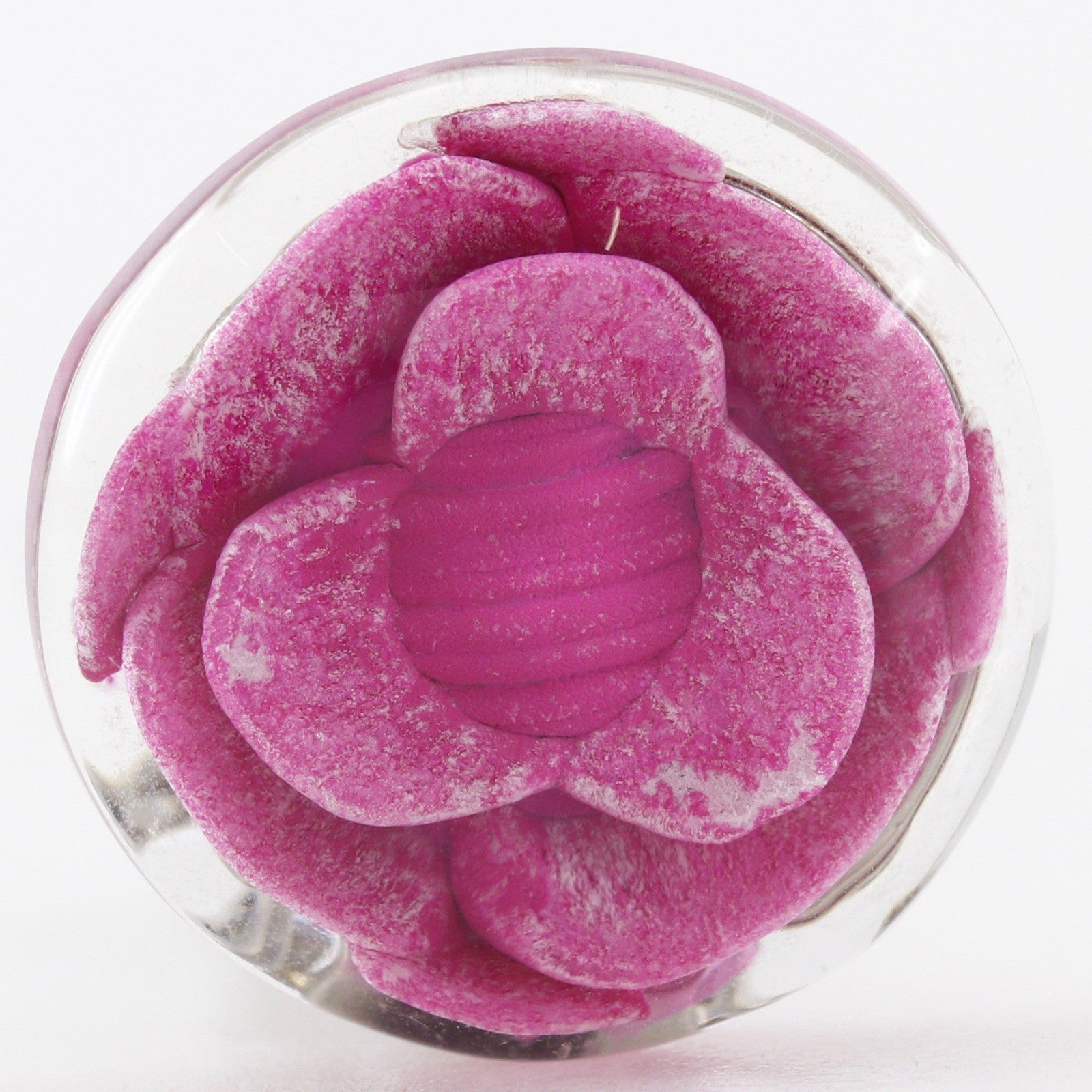 Chanel Camellia Clip-On Resin Pink Plastic Earrings Jewelry (Pre-Owned)