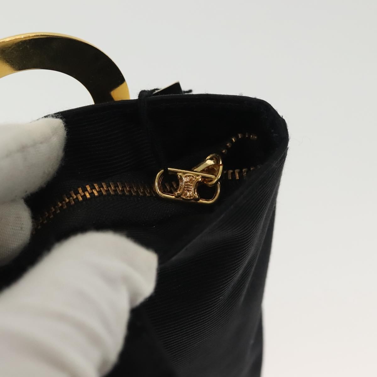 Celine Circle Logo Pouch Nylon Black Nylon Clutche & Pouche Bag (Pre-Owned)