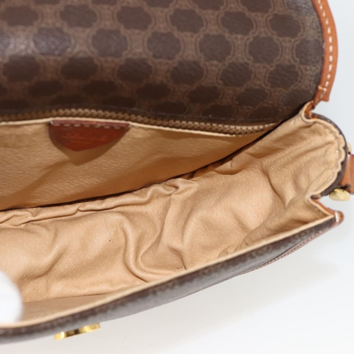 Celine Vintage Macadam Canvas And Leather Brown Canvas Shoulder Bag Bag (Pre-Owned)