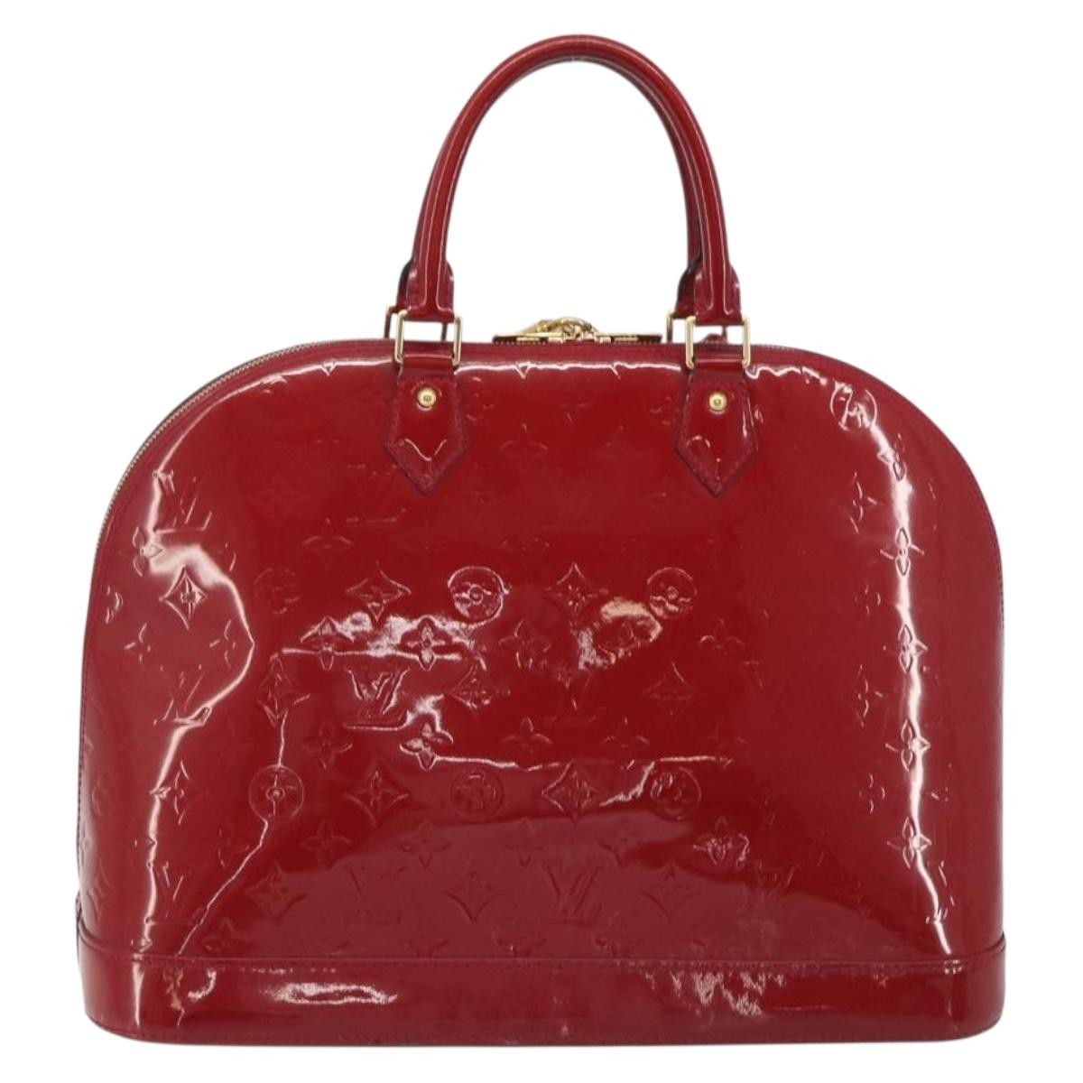Louis Vuitton Alma Monogram Vernis Red Patent_Leather Handbag (Pre-Owned)