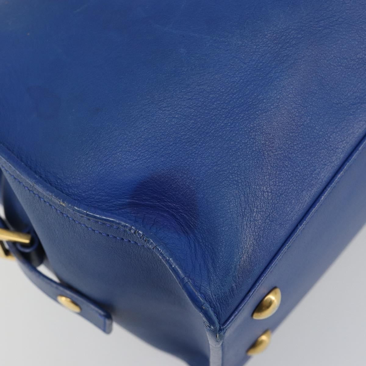 Saint Laurent Classic Y Cabas Leather Blue Leather Tote Bag Bag (Pre-Owned)