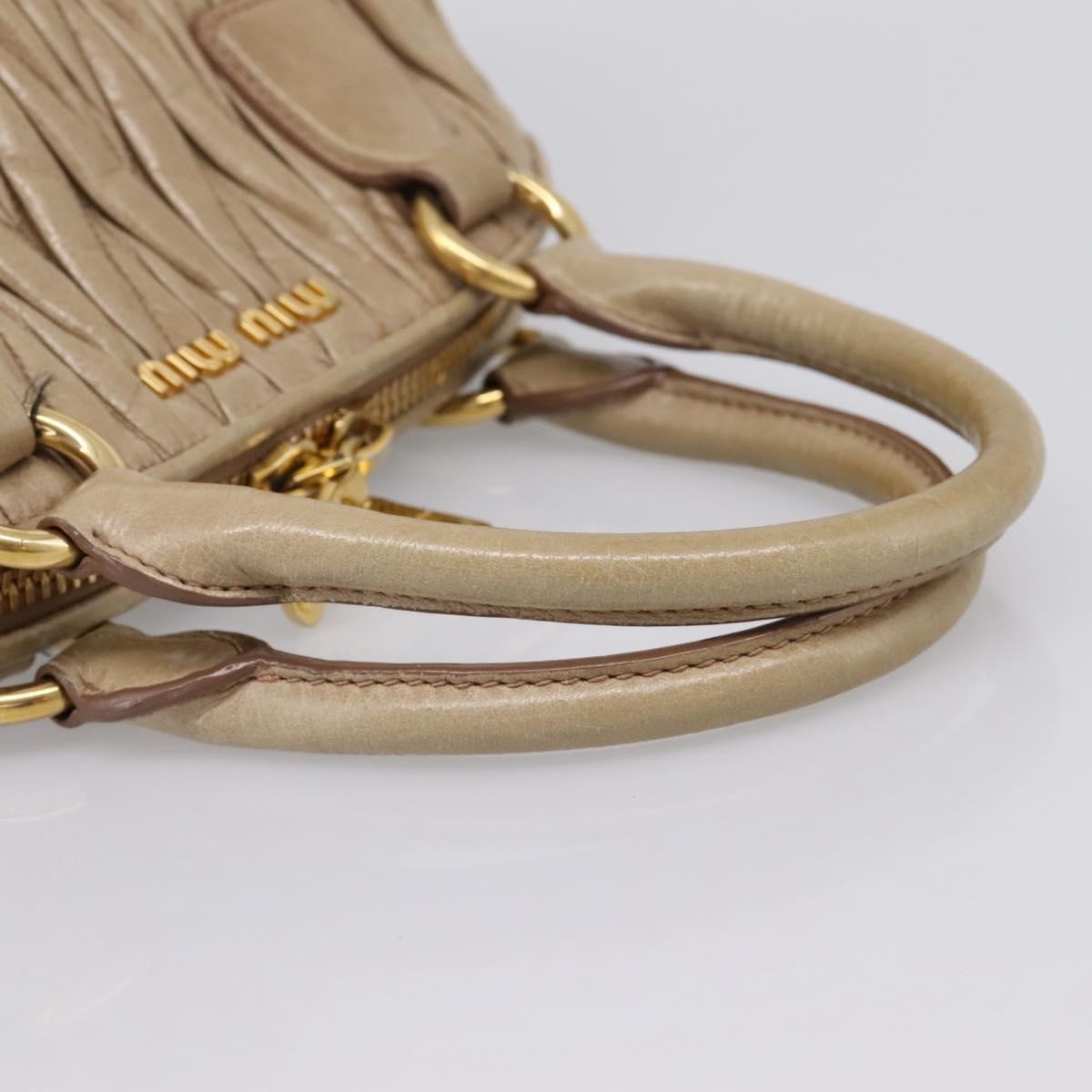 Miu Miu Convertible Dome Satchel Matelasse Leather Beige Leather Handbag (Pre-Owned)