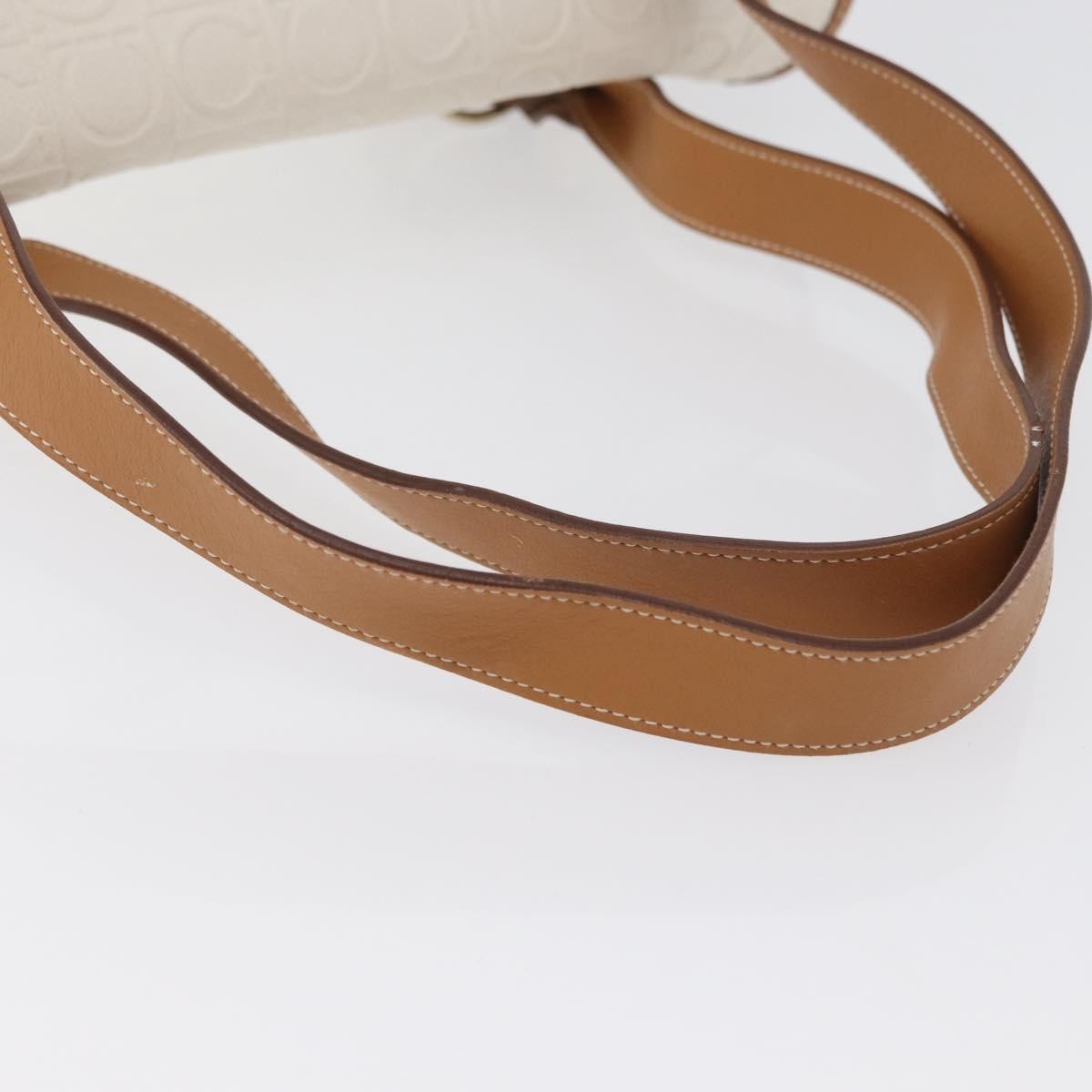 Salvatore Ferragamo Gancini Top Handle Canvas White Pvc Handbag (Pre-Owned)