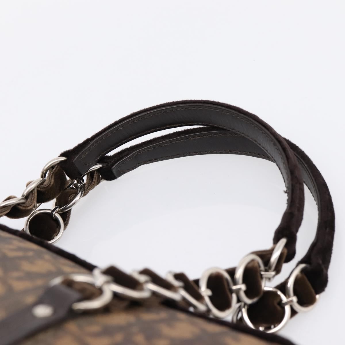 Christian Dior Vintage Trotter Romantique Zip Satchel Diorissimo Coated Canvas Brown Canvas Handbag (Pre-Owned)