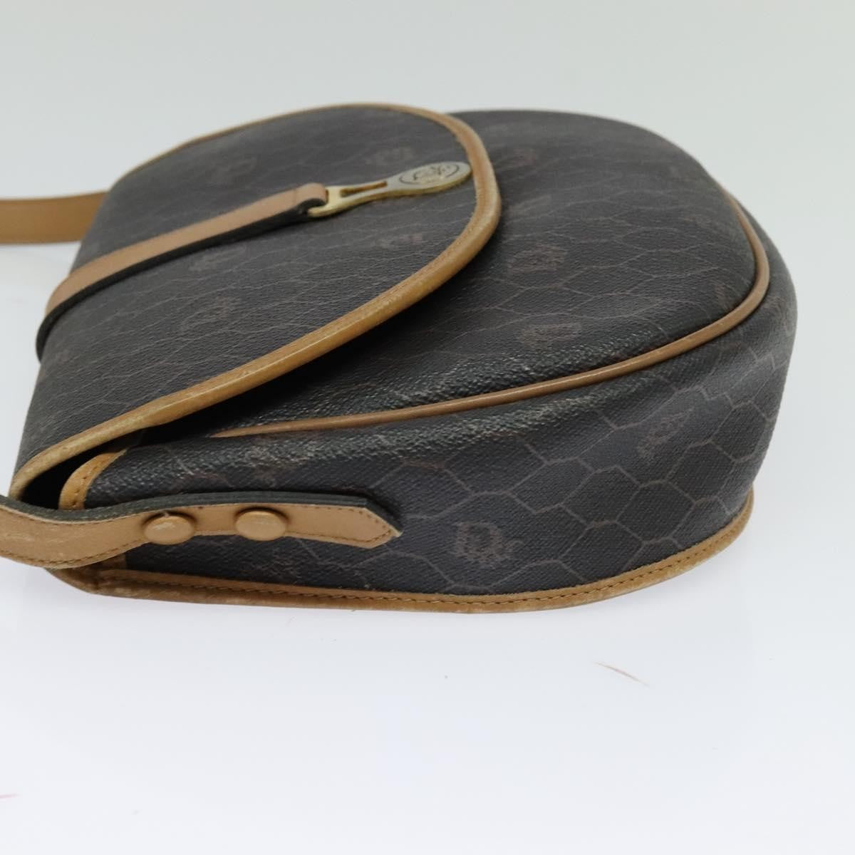 Christian Dior Vintage Honeycomb Flap Canvas And Leather Black Canvas Shoulder Bag Bag (Pre-Owned)