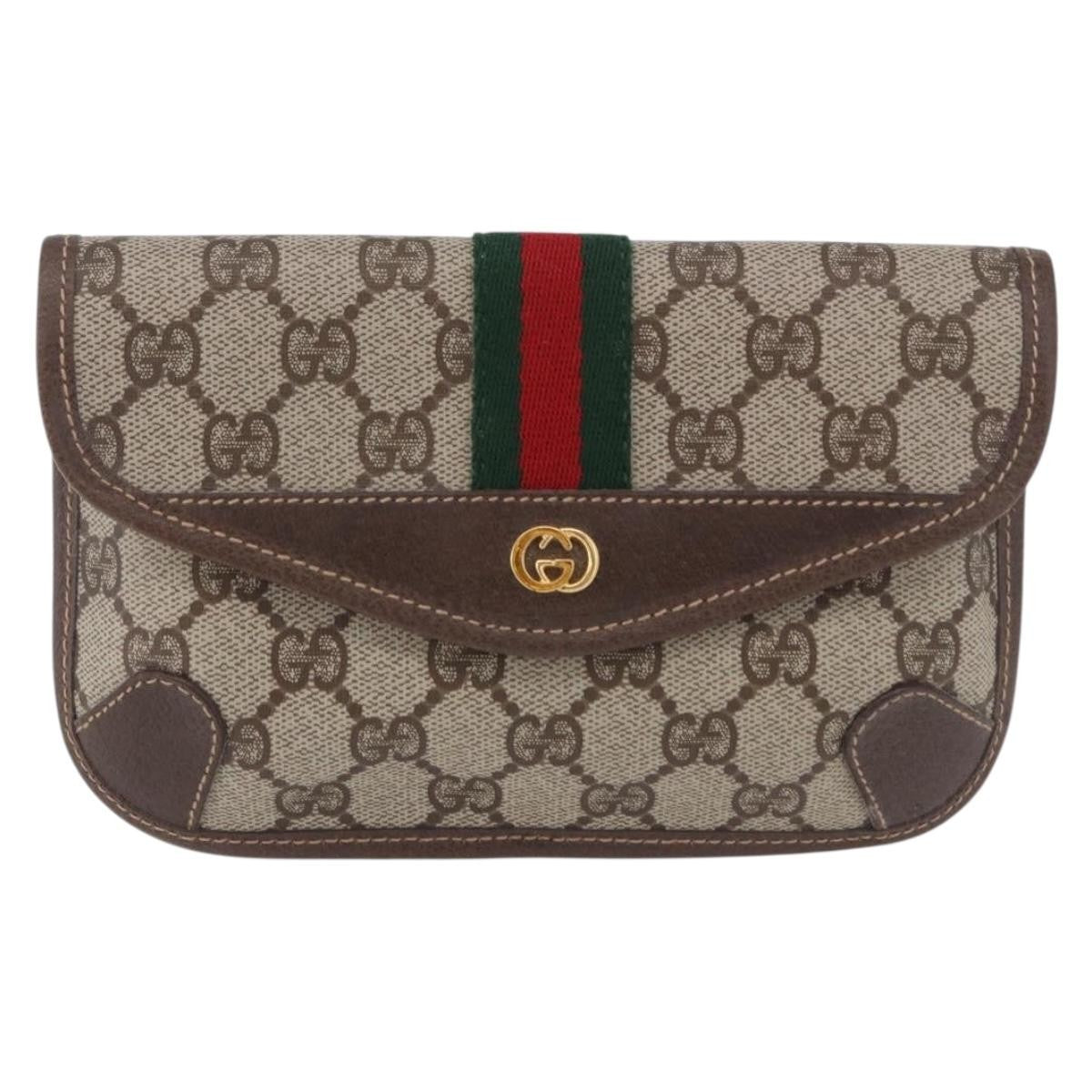 Gucci Sherry Line Canvas Beige Pvc Clutche & Pouche Bag (Pre-Owned)