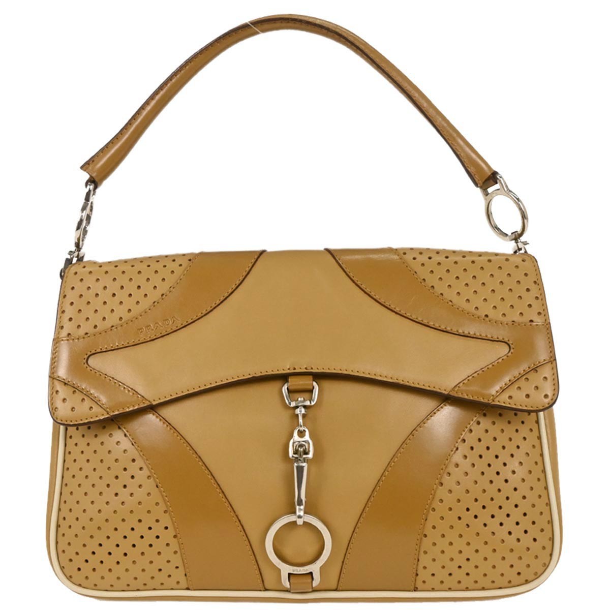 Prada Vitello Drive Leather Brown Leather Handbag (Pre-Owned)