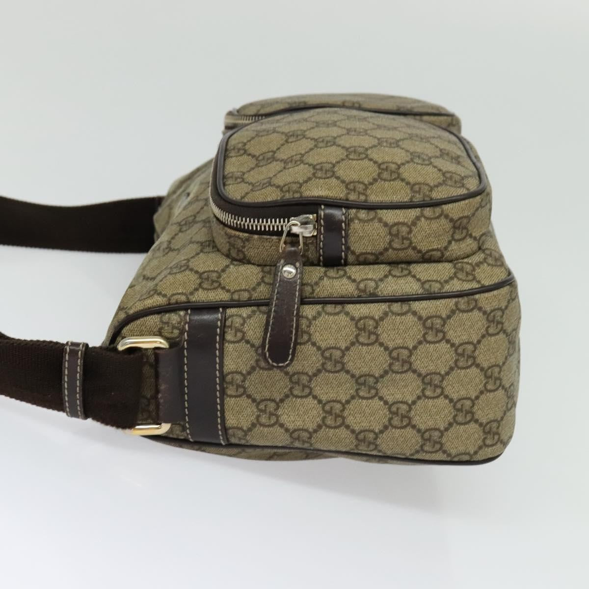 Gucci Double Pocket Messenger Gg Coated Canvas Beige Canvas Handbag (Pre-Owned)