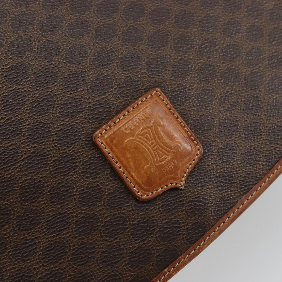 Celine Vintage Macadam Canvas And Leather Brown Canvas Shoulder Bag Bag (Pre-Owned)