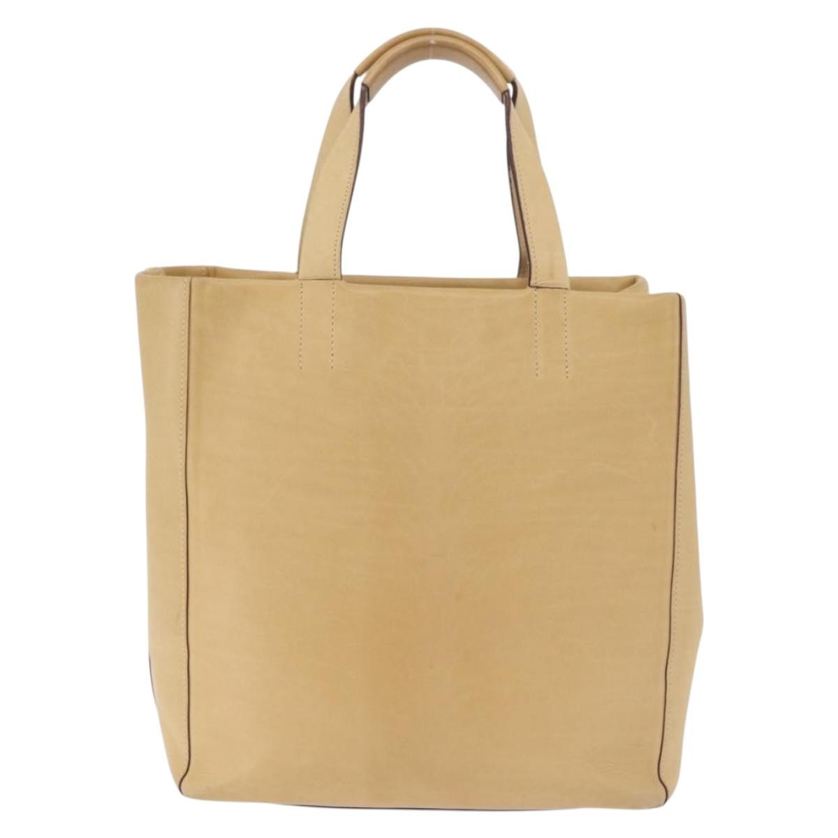 Loewe Papelle Leather Beige Leather Tote Bag Bag (Pre-Owned)