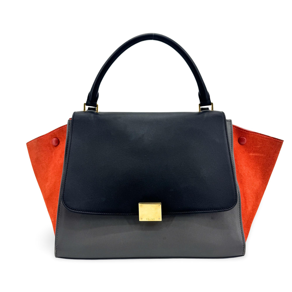 Celine Tricolor Trapeze Leather Navy Leather Handbag (Pre-Owned)
