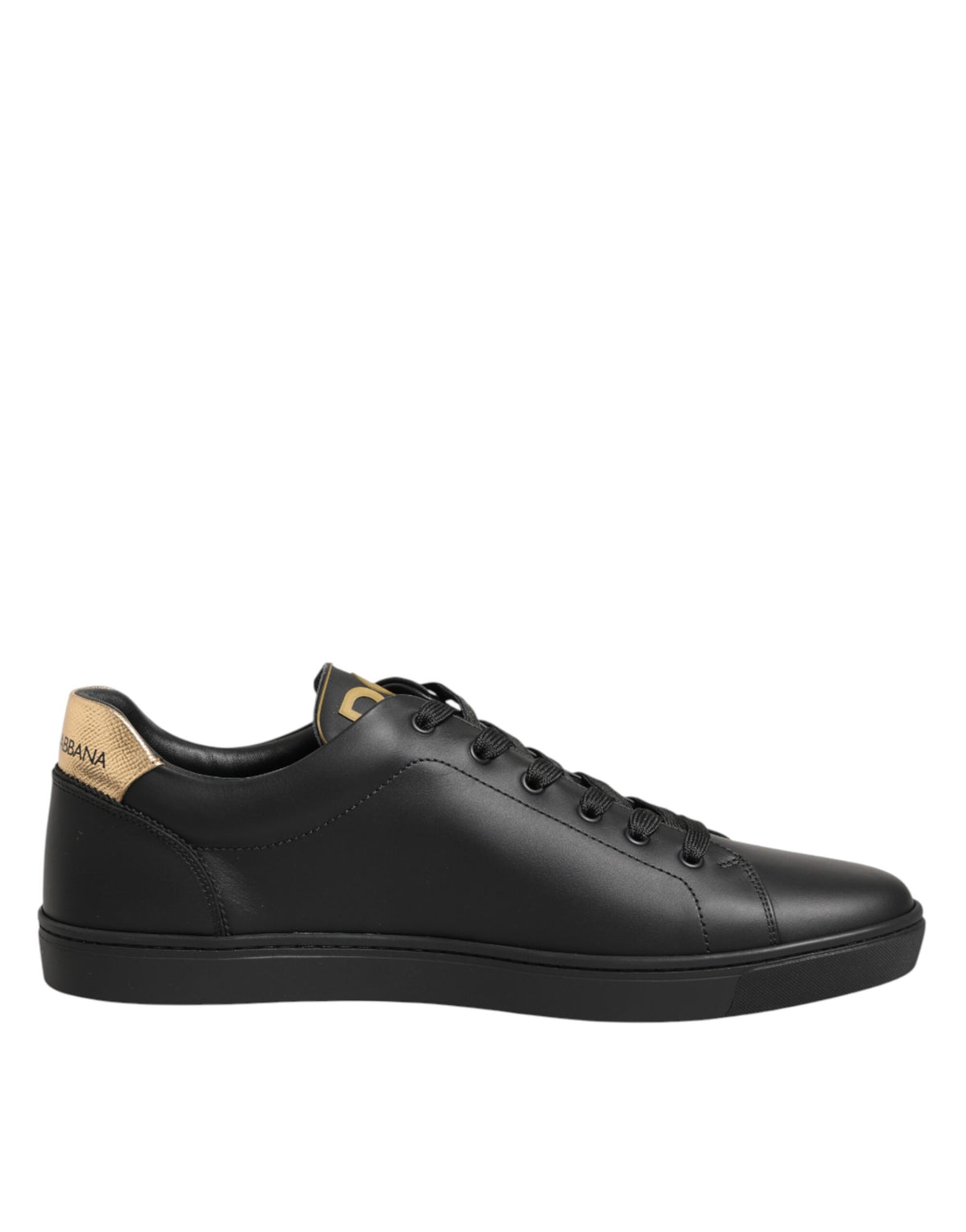 Dolce & Gabbana Black Leather Heart Embellished Sneakers Men's Shoes