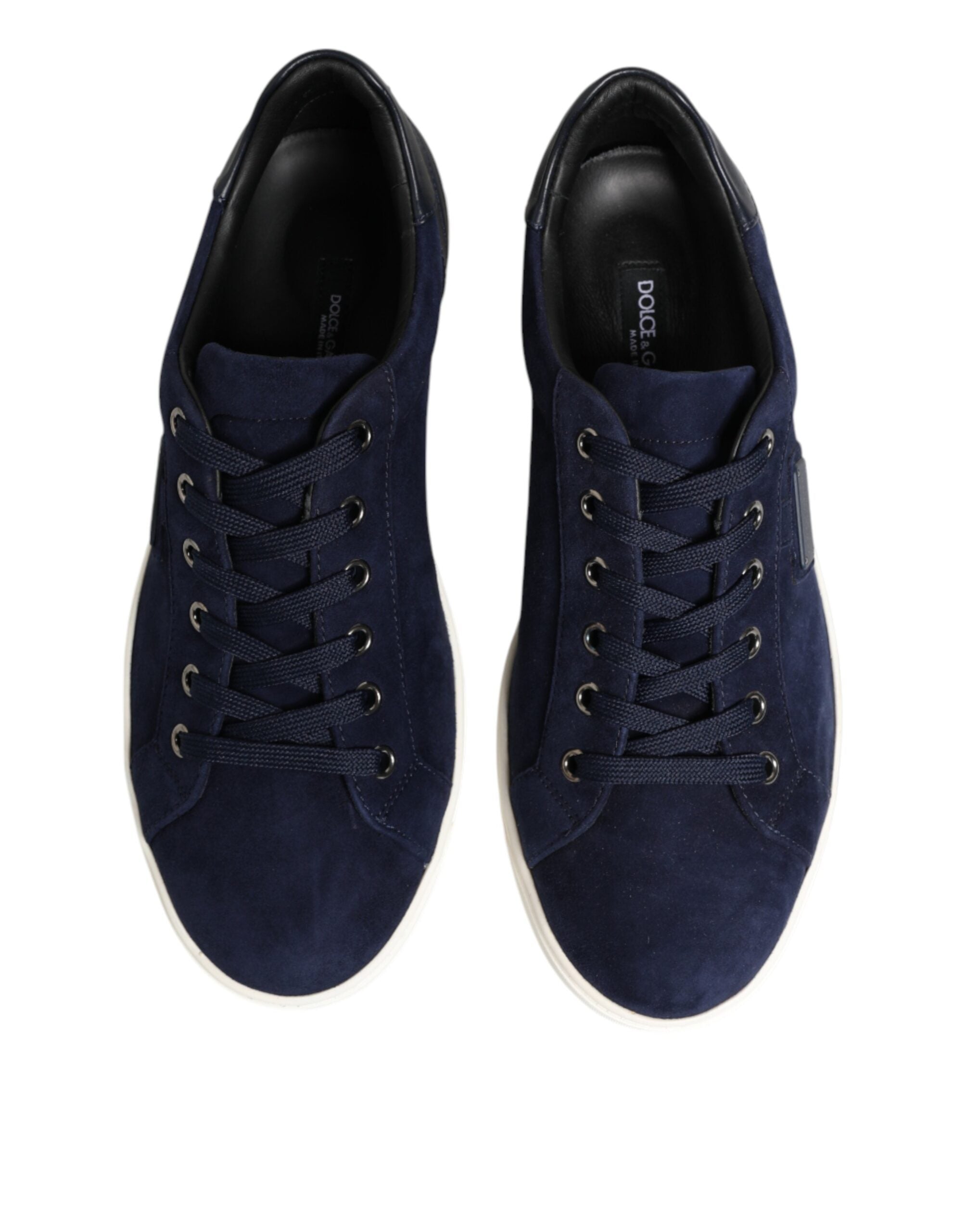 Dolce & Gabbana Blue Leather Suede Low Top Sneakers Men's Shoes