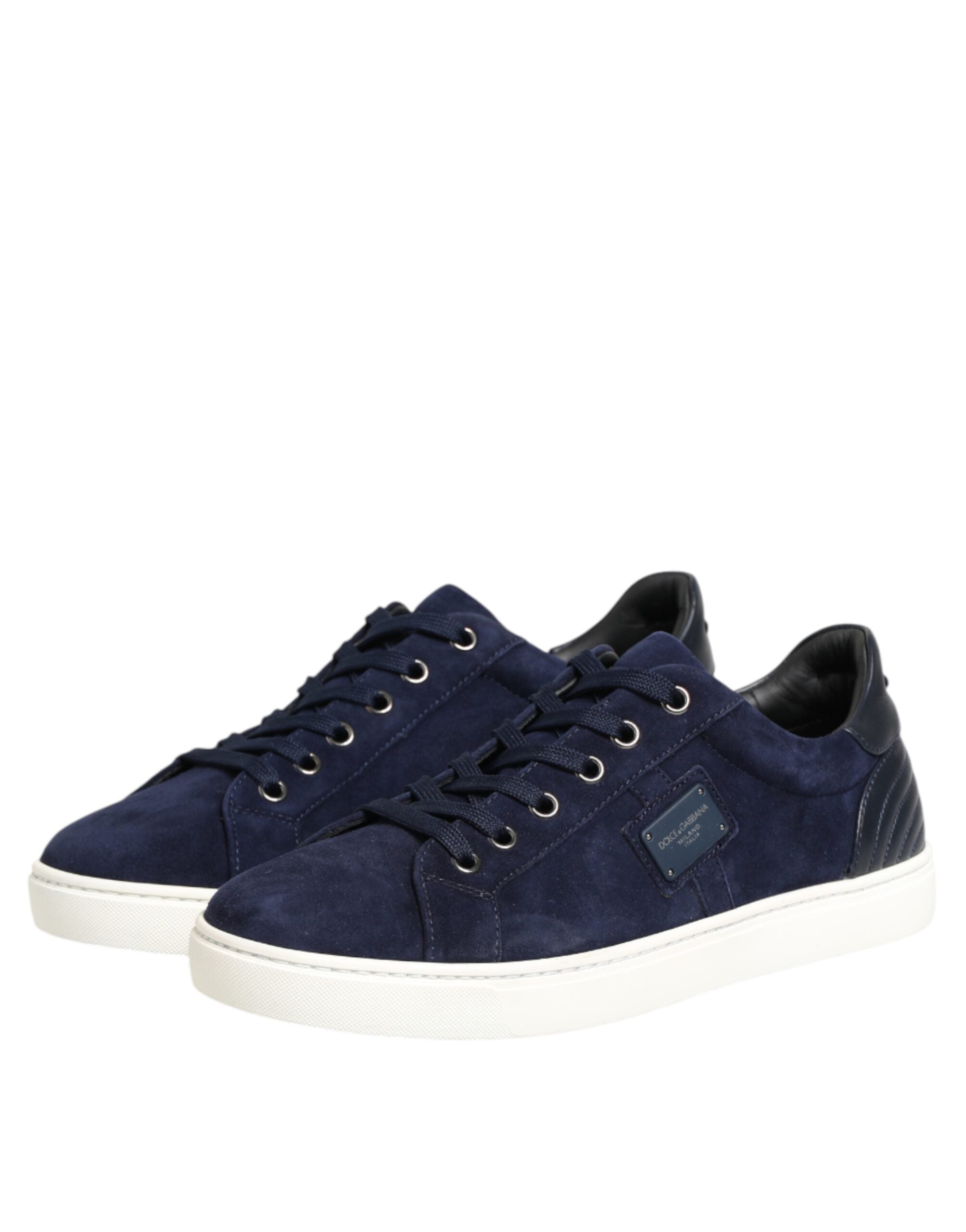 Dolce & Gabbana Blue Leather Suede Low Top Sneakers Men's Shoes