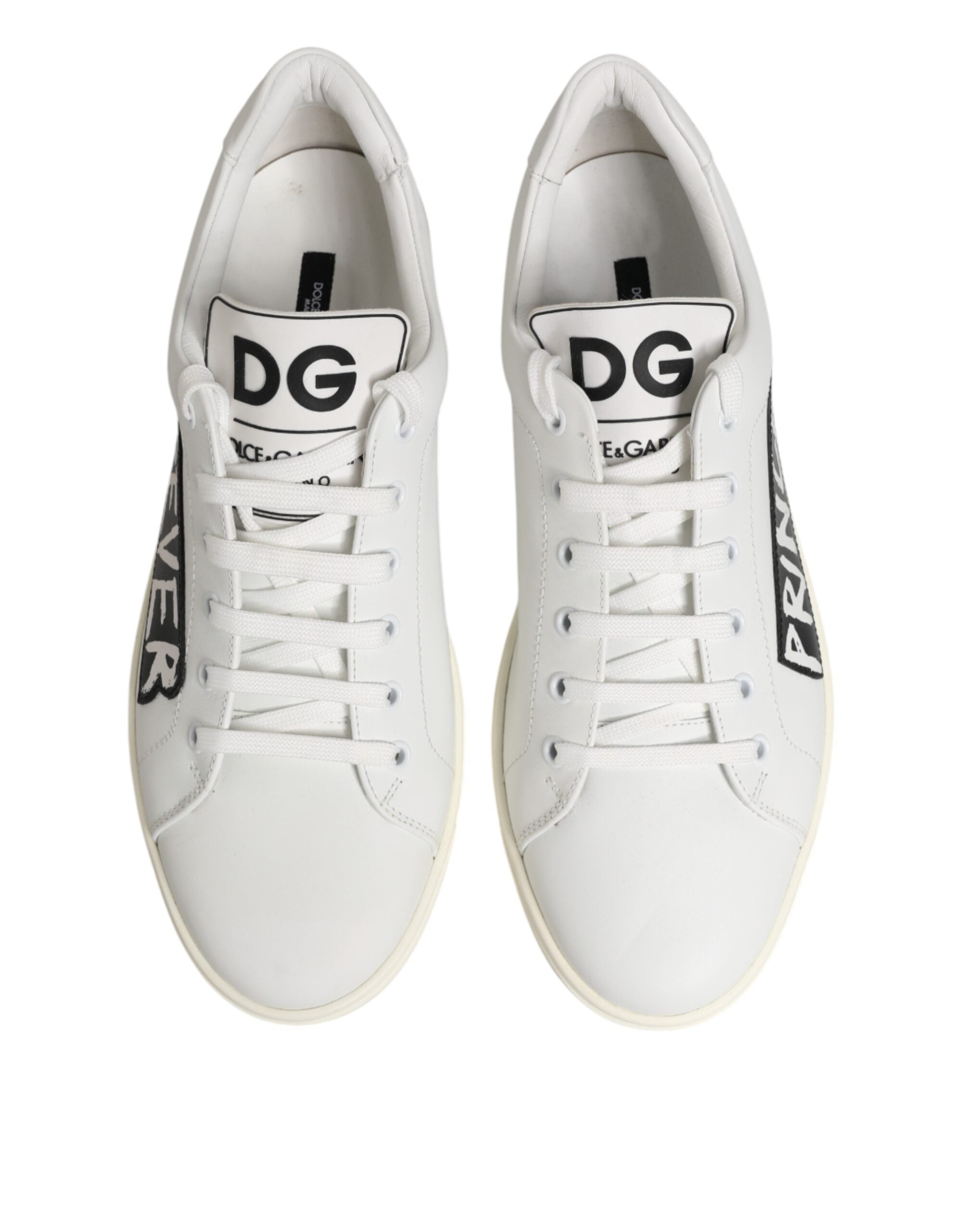 Dolce & Gabbana White Prince Leather Low Top Men Sneakers Men's Shoes (Pre-Owned)