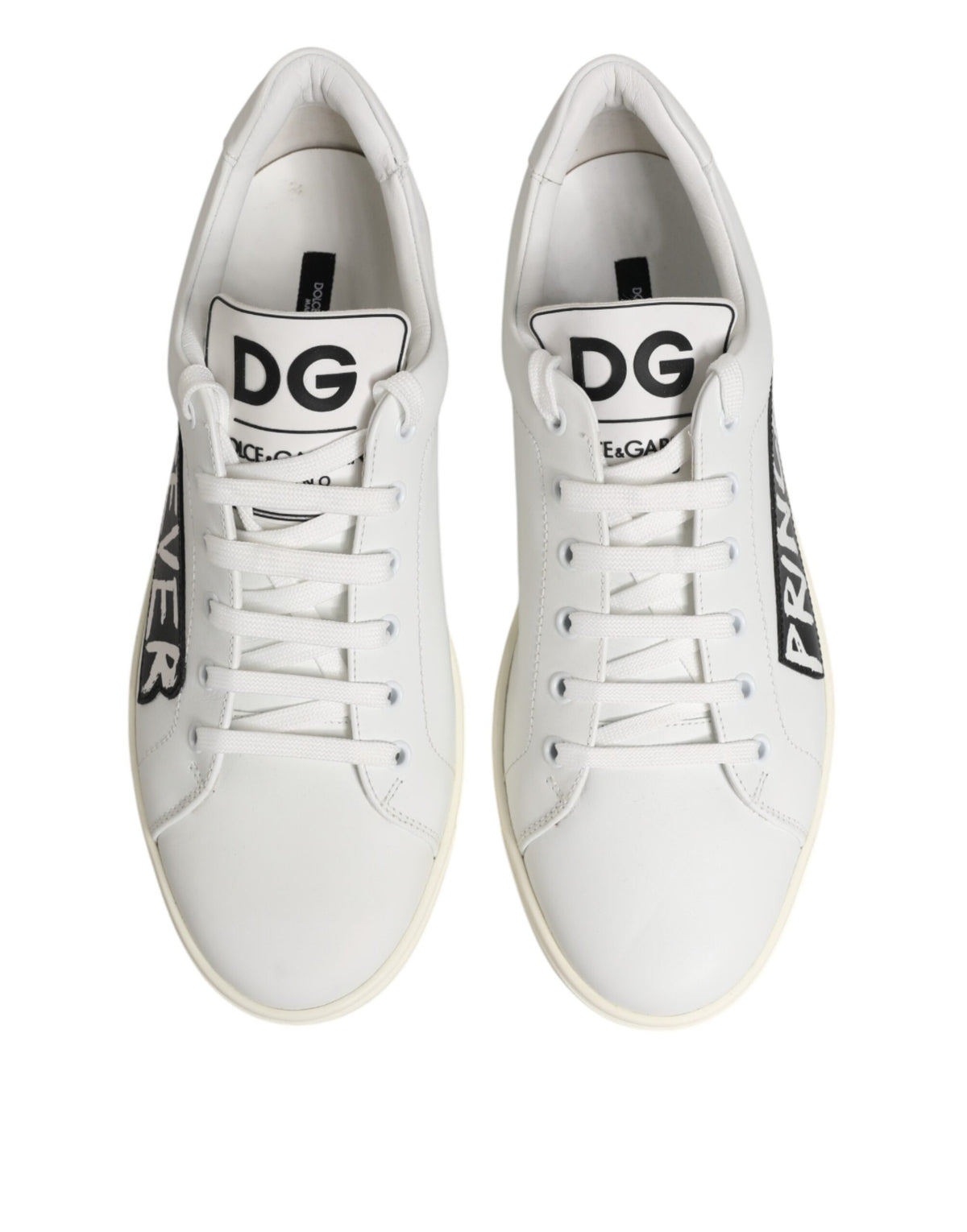 Dolce & Gabbana White Prince Leather Low Top Men Sneakers Men's Shoes (Pre-Owned)