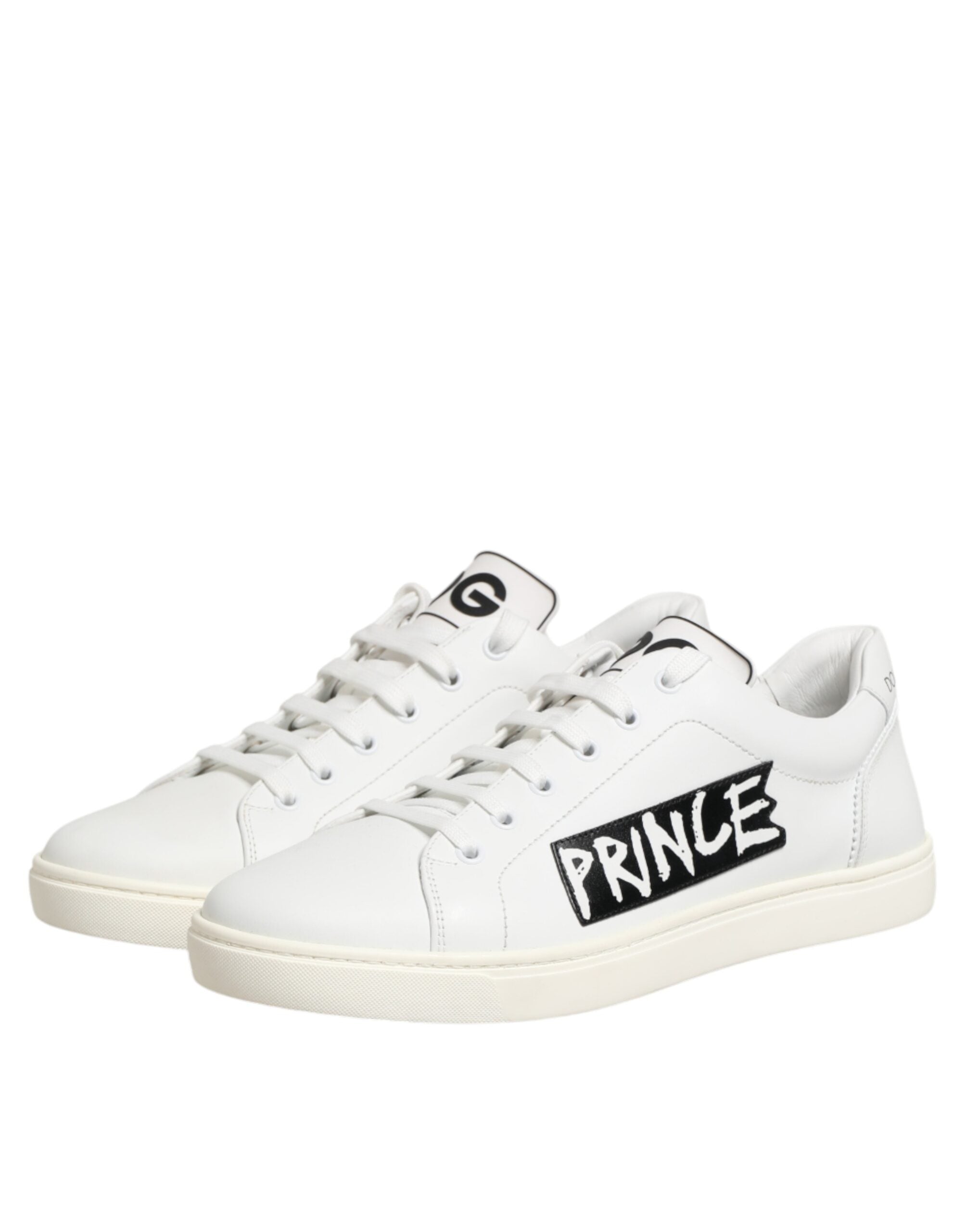Dolce & Gabbana White Prince Leather Low Top Men Sneakers Men's Shoes (Pre-Owned)