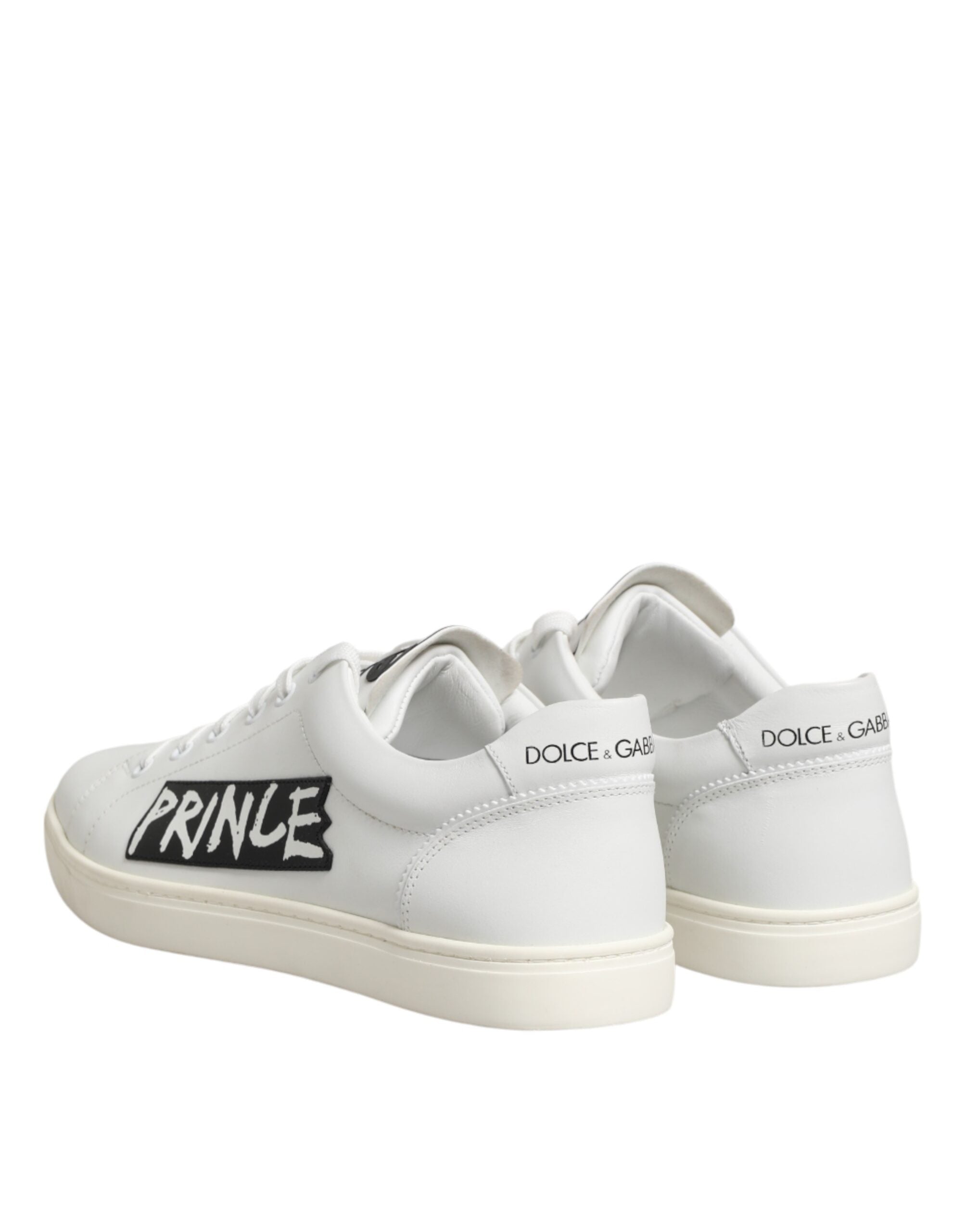 Dolce & Gabbana White Prince Leather Low Top Men Sneakers Men's Shoes (Pre-Owned)
