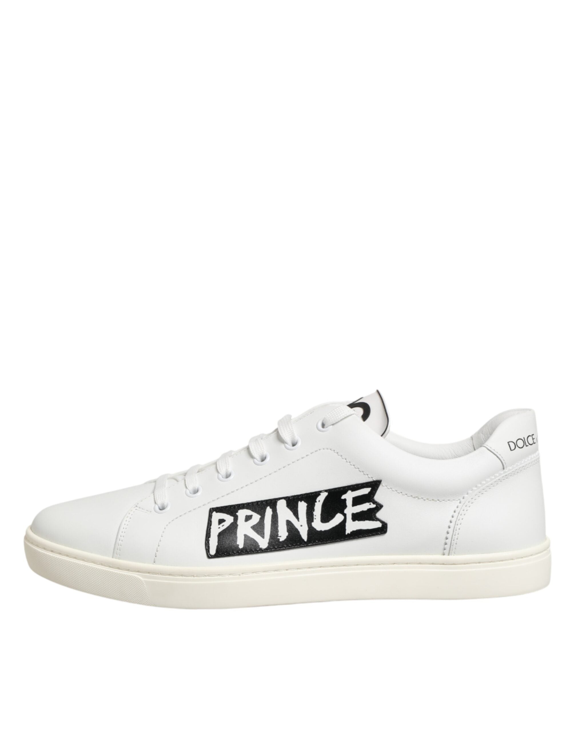 Dolce & Gabbana White Prince Leather Low Top Men Sneakers Men's Shoes (Pre-Owned)