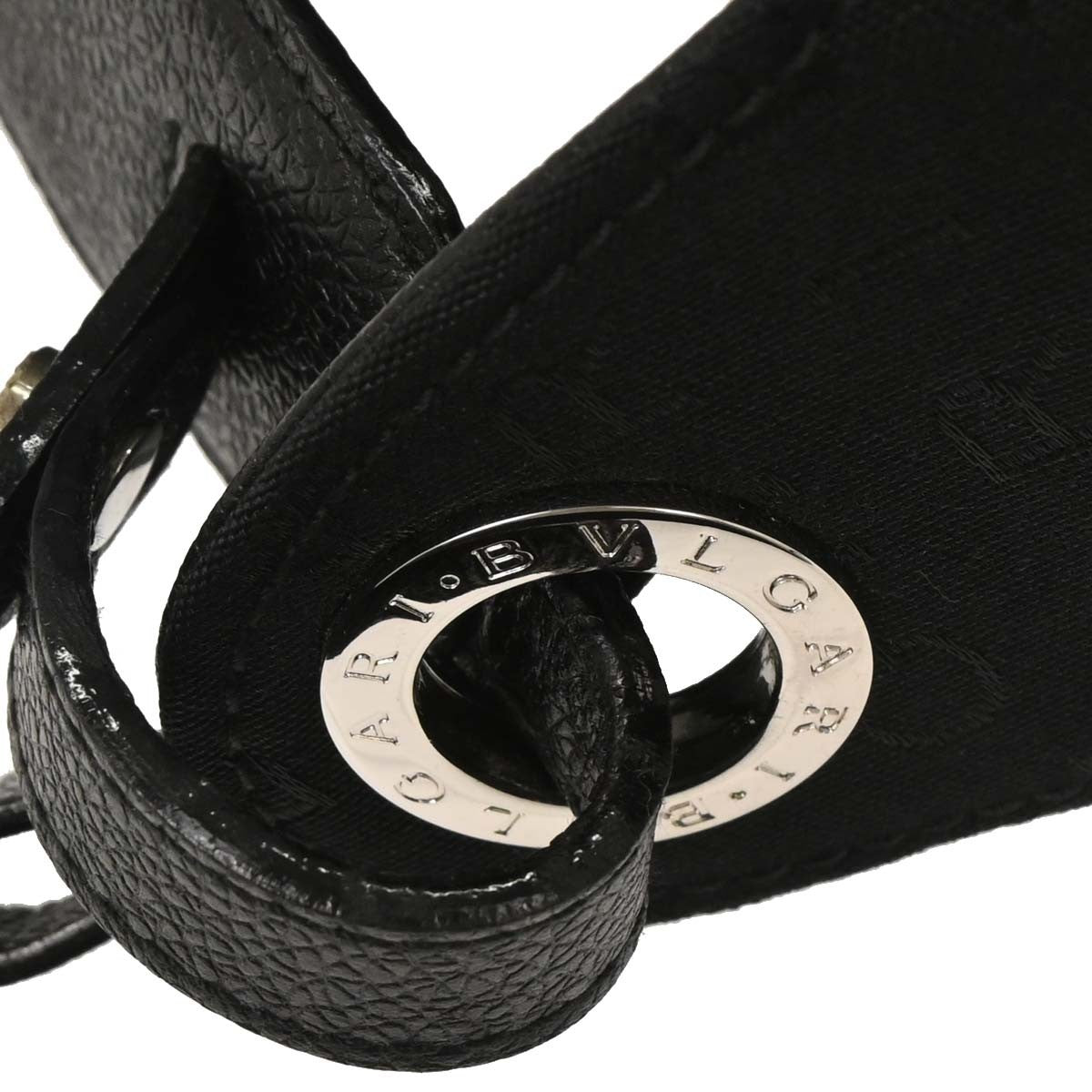 Bvlgari Logomania Canvas With Leather Black Leather Shoulder Bag Bag (Pre-Owned)