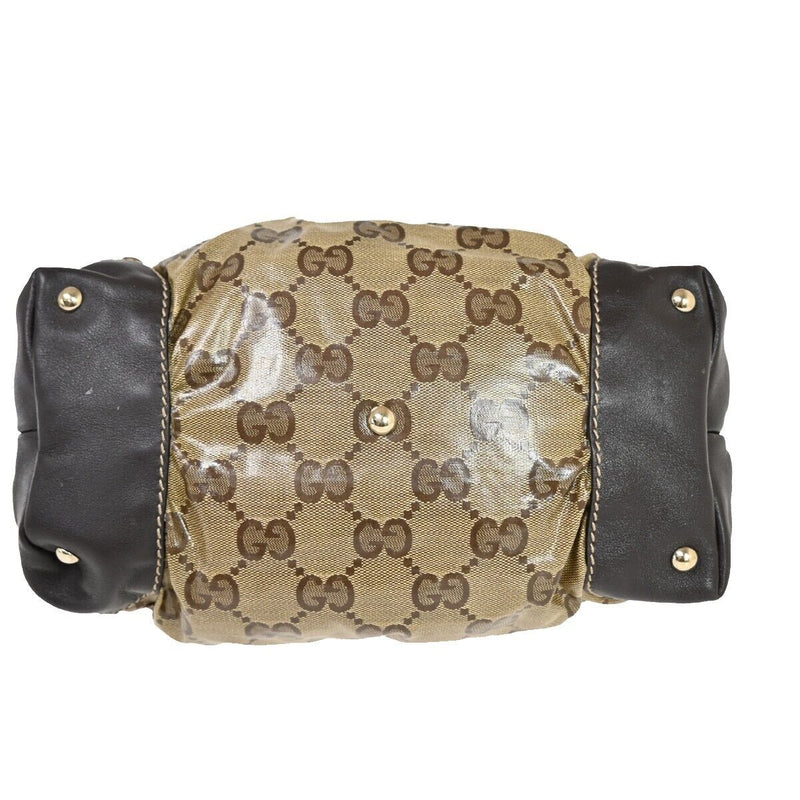 Gucci Gg Crystal Brown Canvas Handbag (Pre-Owned)