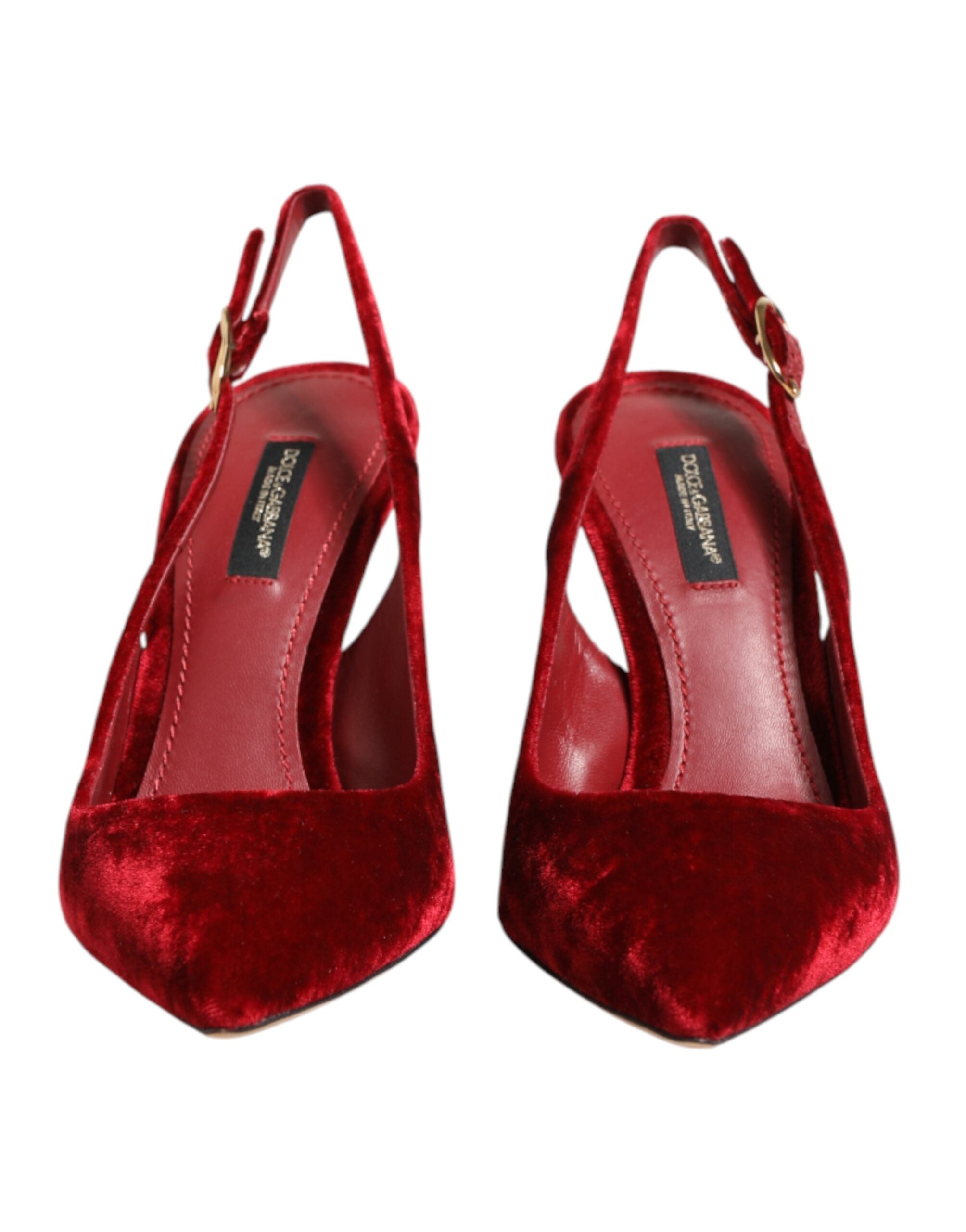 Dolce & Gabbana Red Suede High Heels Slingbacks Sandals Women's Shoes