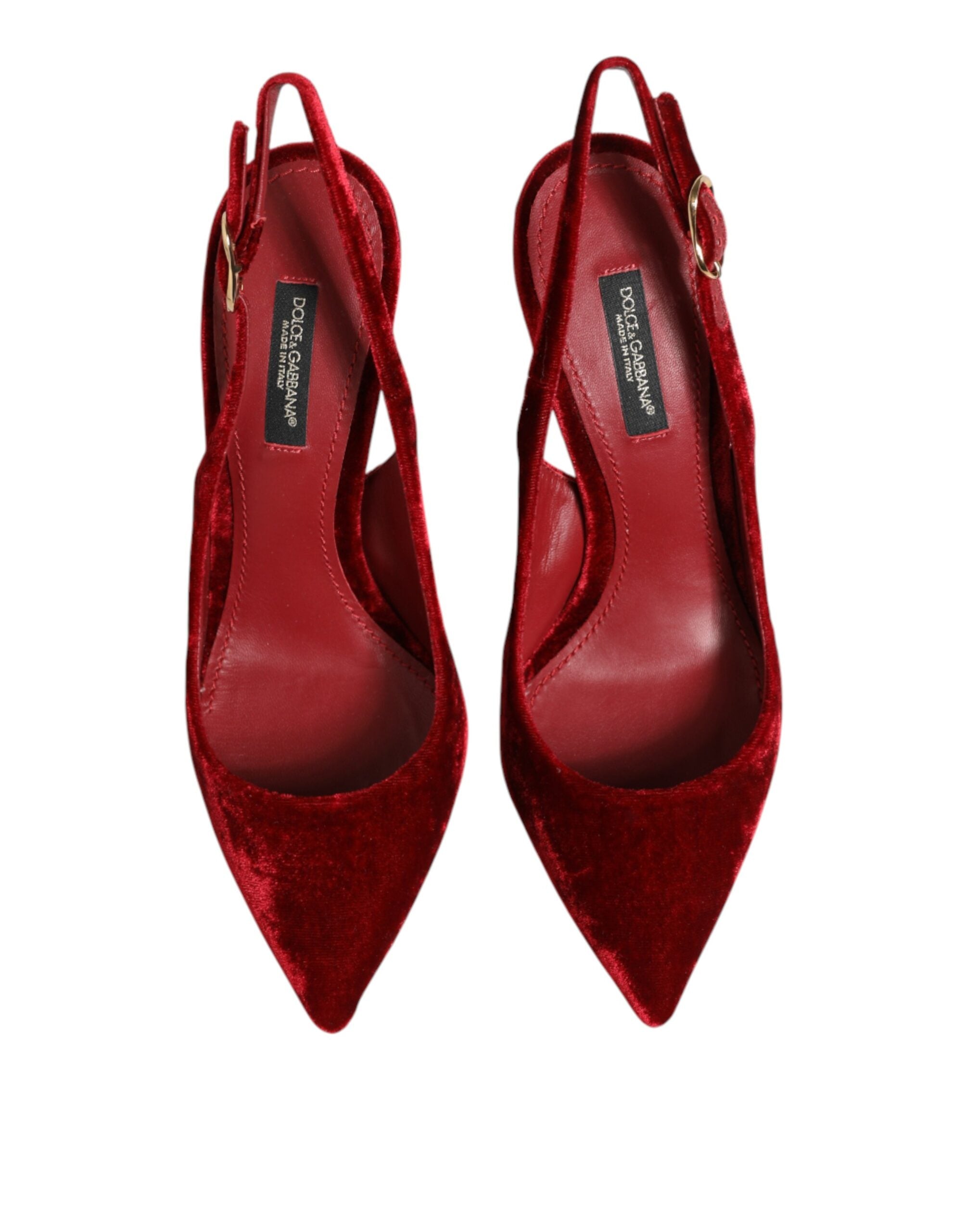 Dolce & Gabbana Red Suede High Heels Slingbacks Sandals Women's Shoes