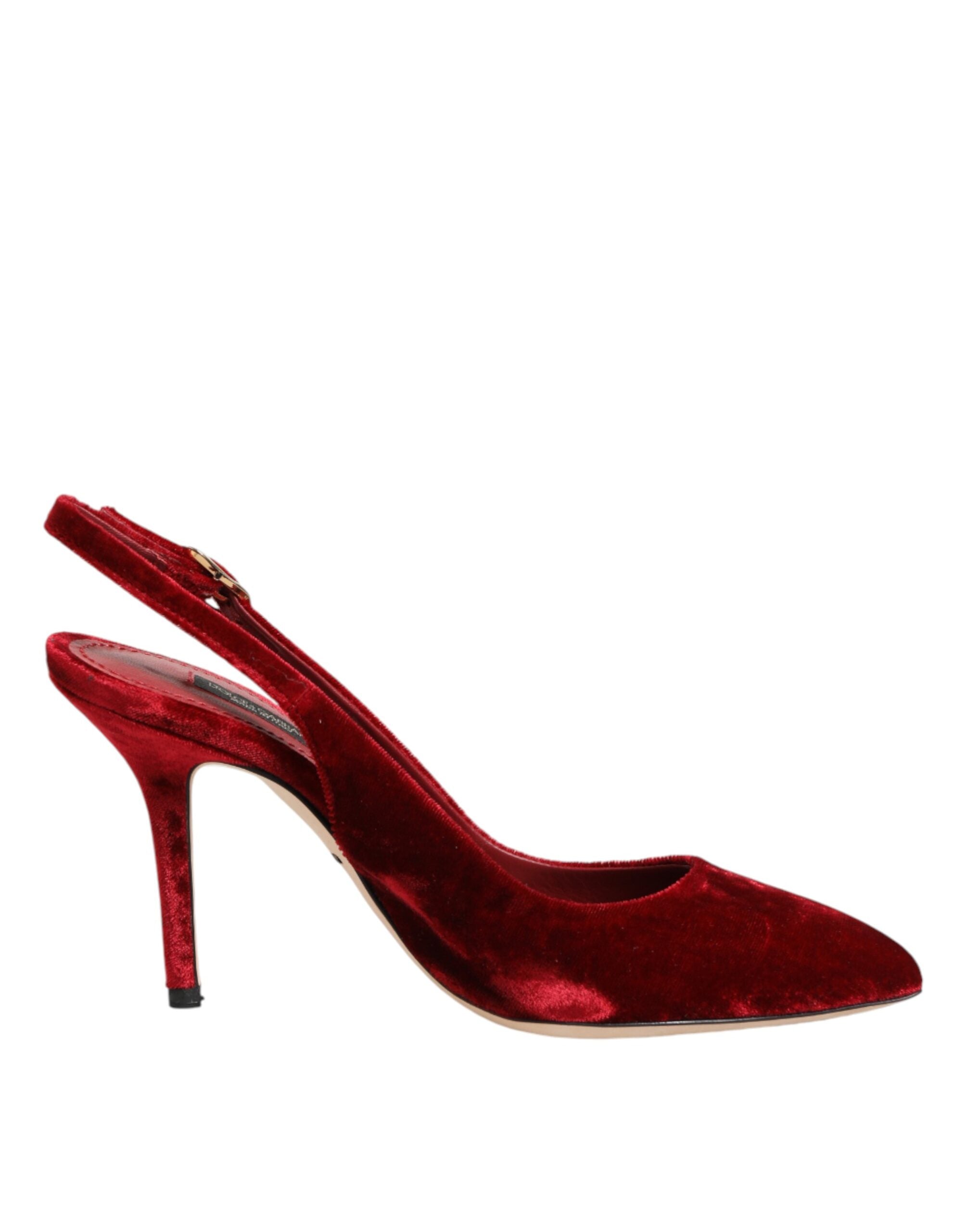Dolce & Gabbana Red Suede High Heels Slingbacks Sandals Women's Shoes