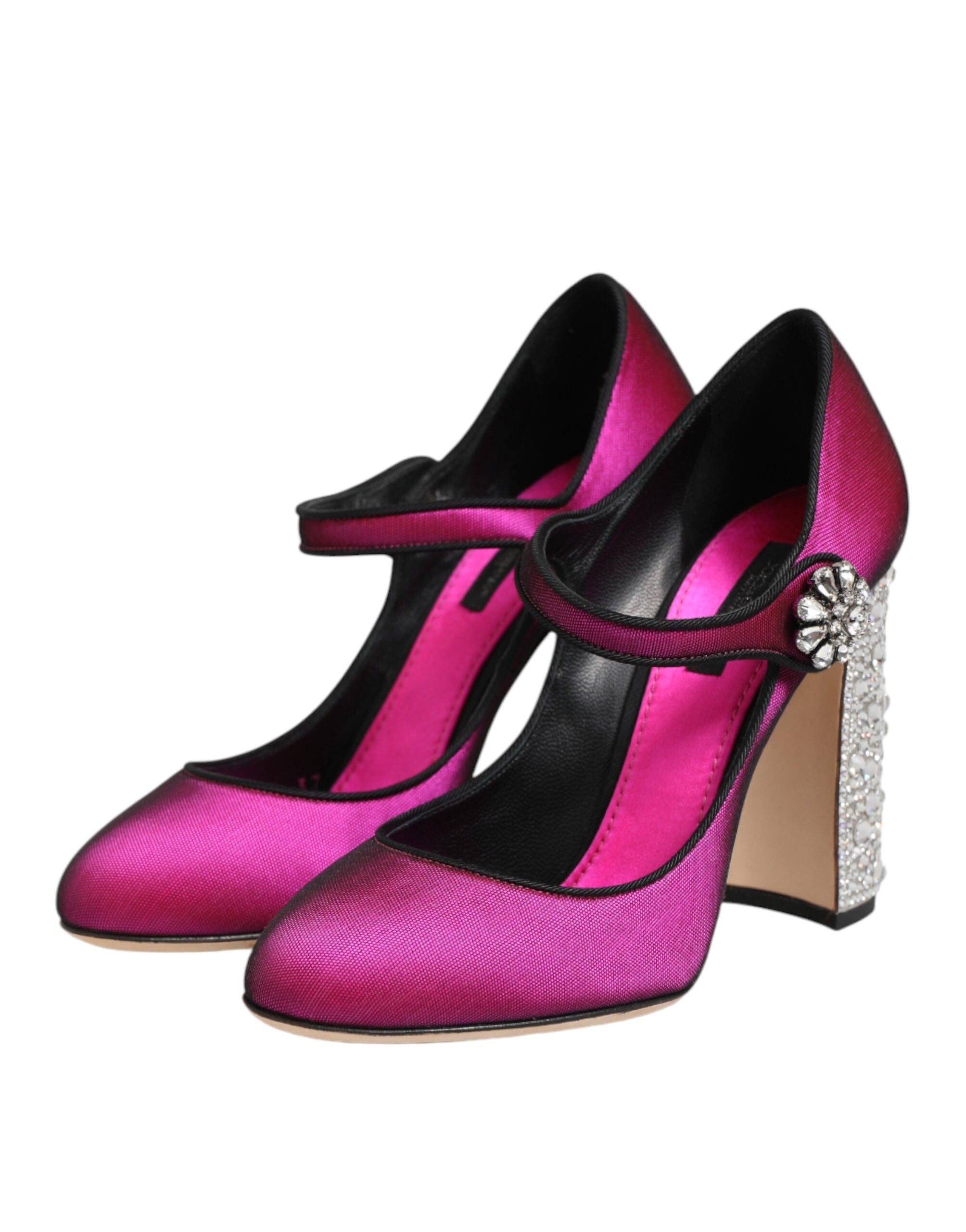 Dolce & Gabbana Pink Strass Mary Janes Heels Pumps Women's Shoes