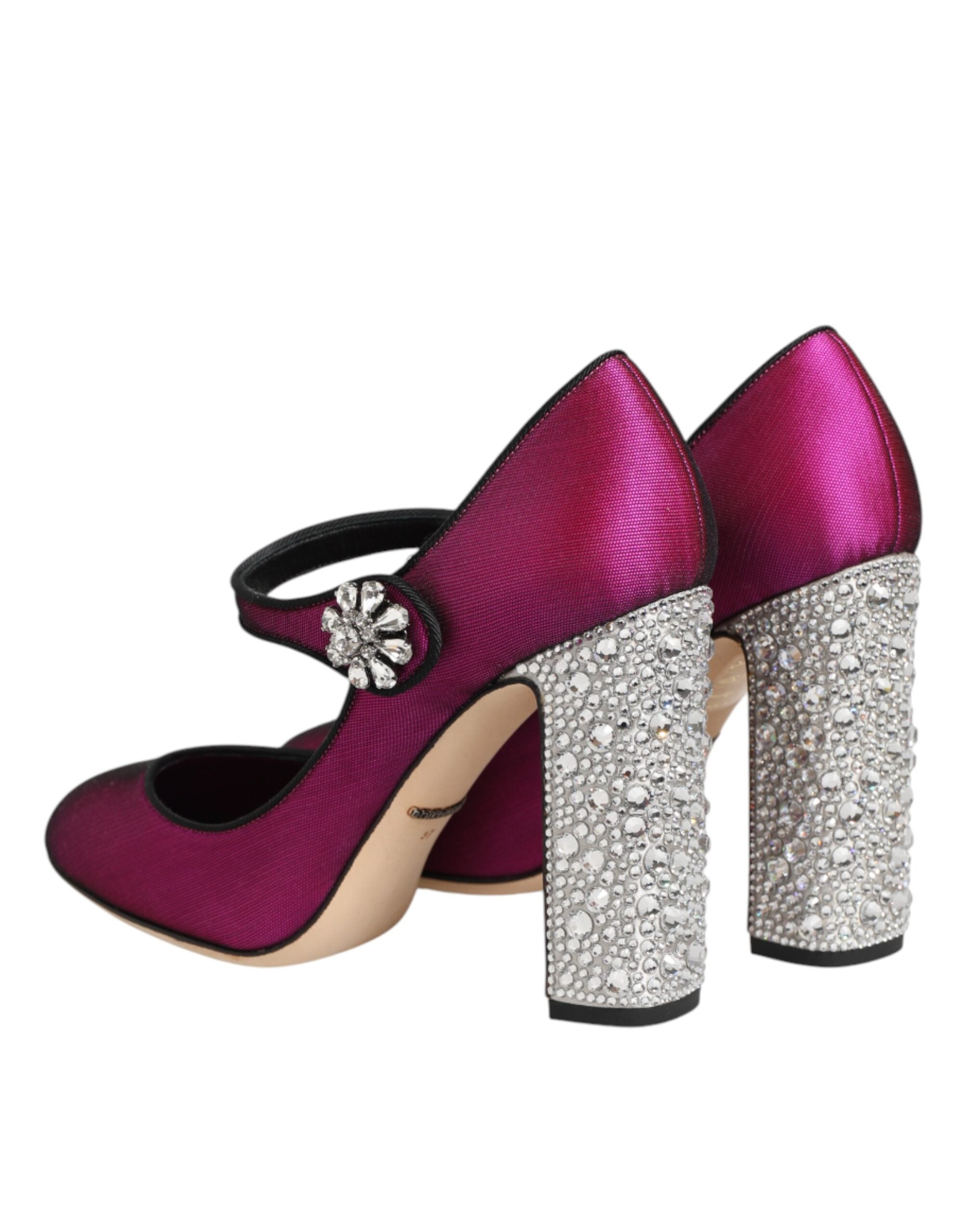 Dolce & Gabbana Pink Strass Mary Janes Heels Pumps Women's Shoes
