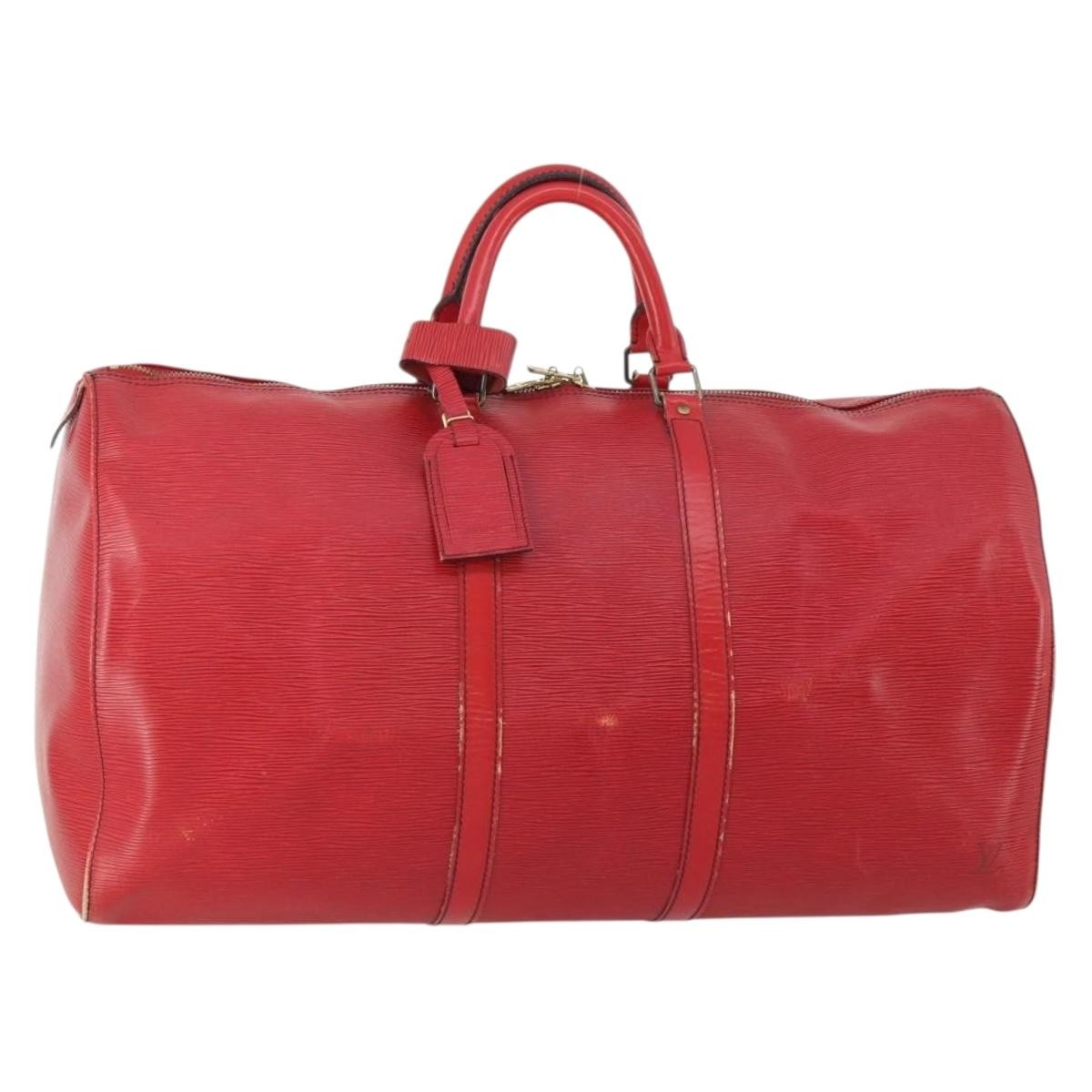 Louis Vuitton Keepall Epi Leather Red Leather Travel Bag Bag (Pre-Owned)