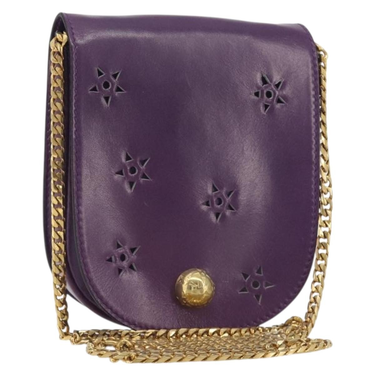 Celine Vintage Leather Purple Leather Shoulder Bag Bag (Pre-Owned)
