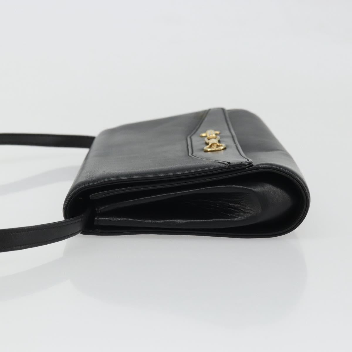 Celine Vintage Horsebit Sling Leather Black Leather Shoulder Bag Bag (Pre-Owned)