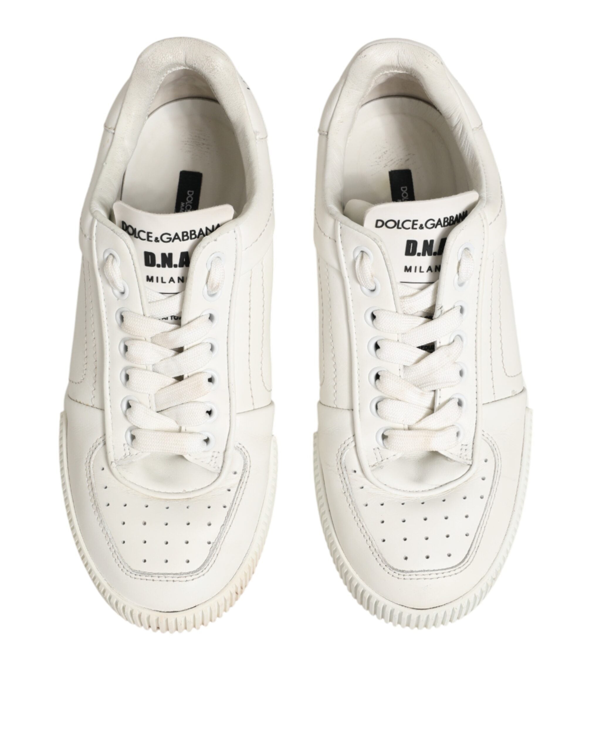 Dolce & Gabbana White Leather MIAMI Low Top Sneakers Women's Shoes (Pre-Owned)
